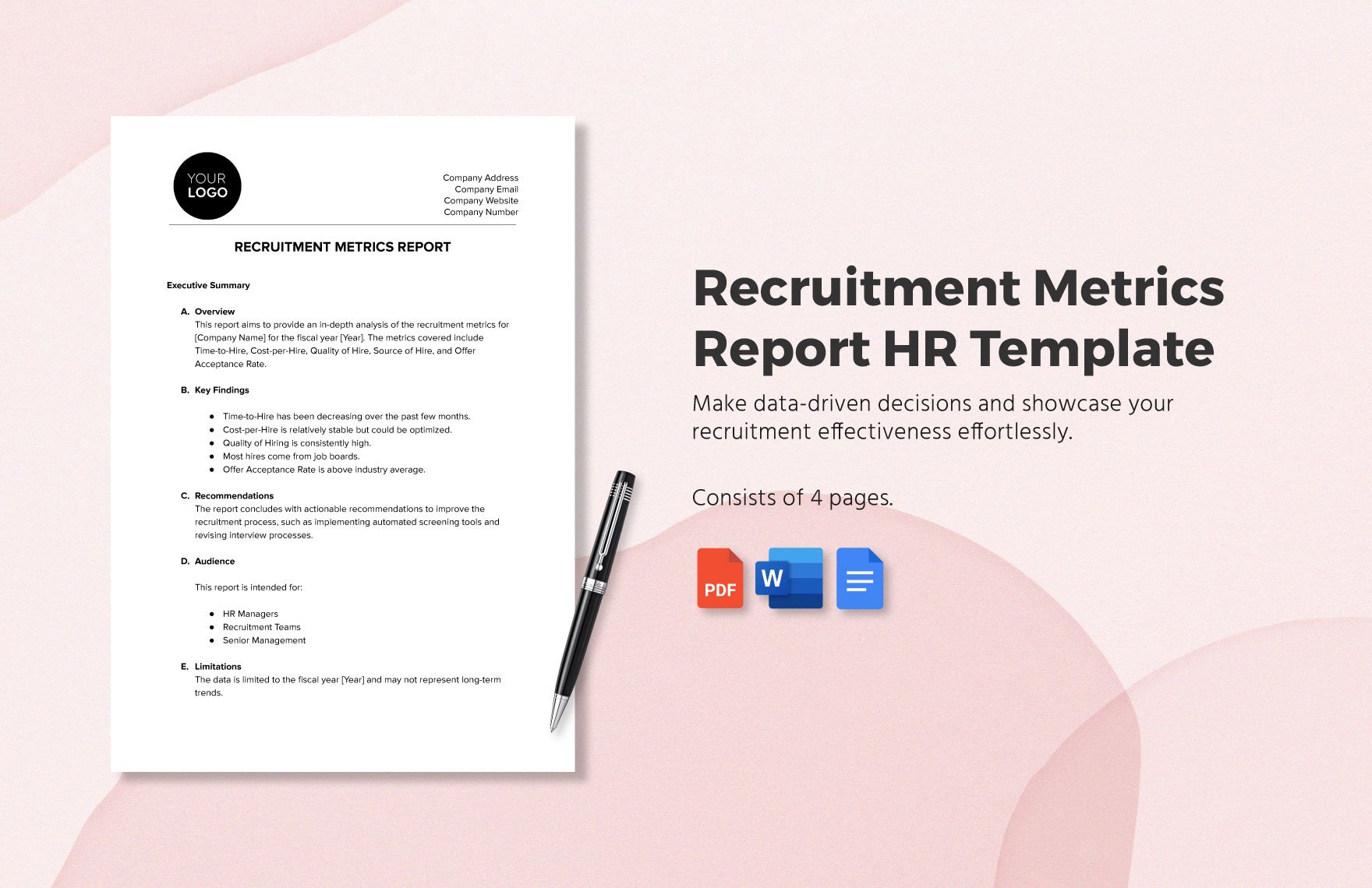 Recruitment Metrics Report HR Template