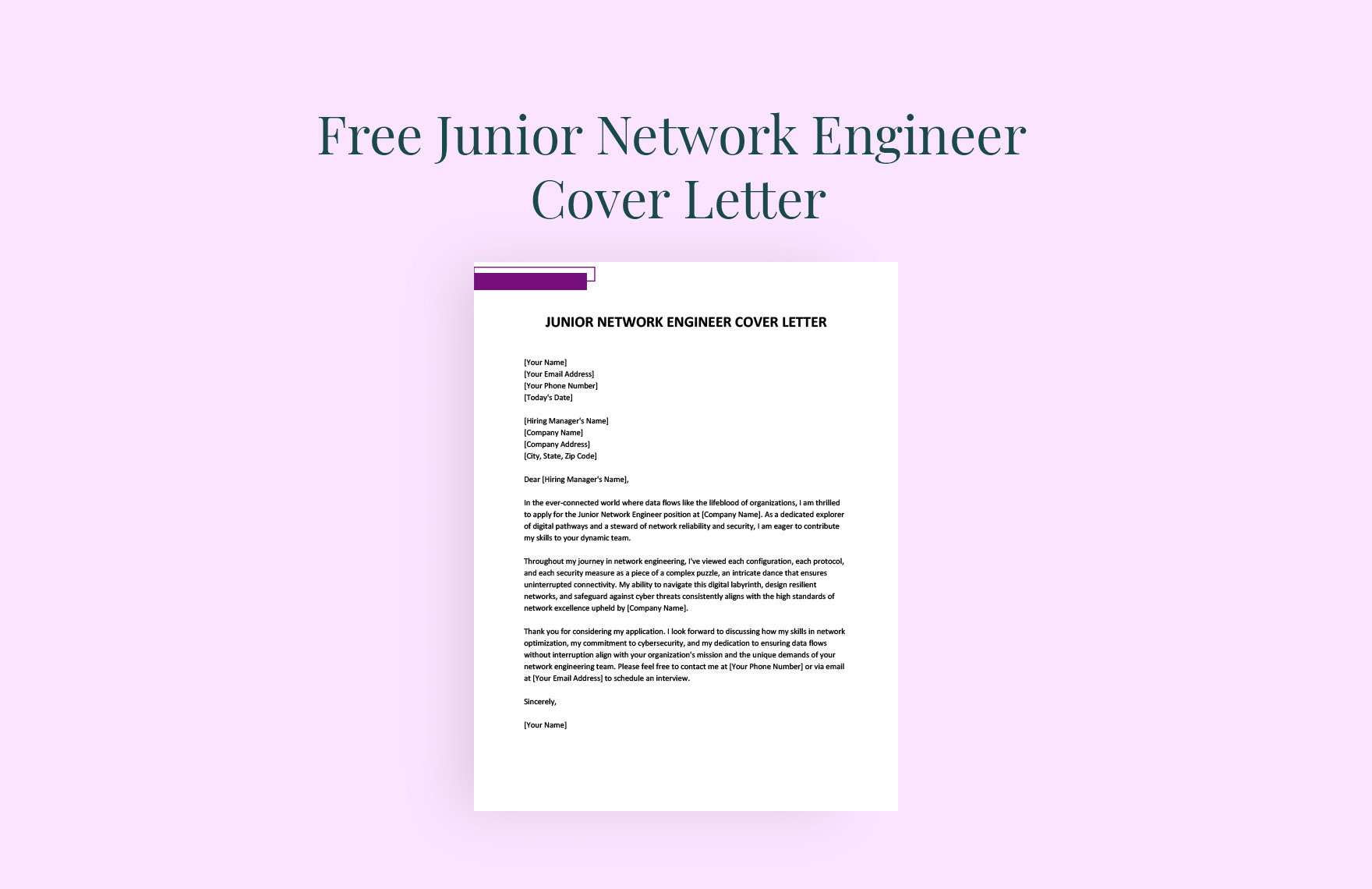 Junior Network Engineer Cover Letter