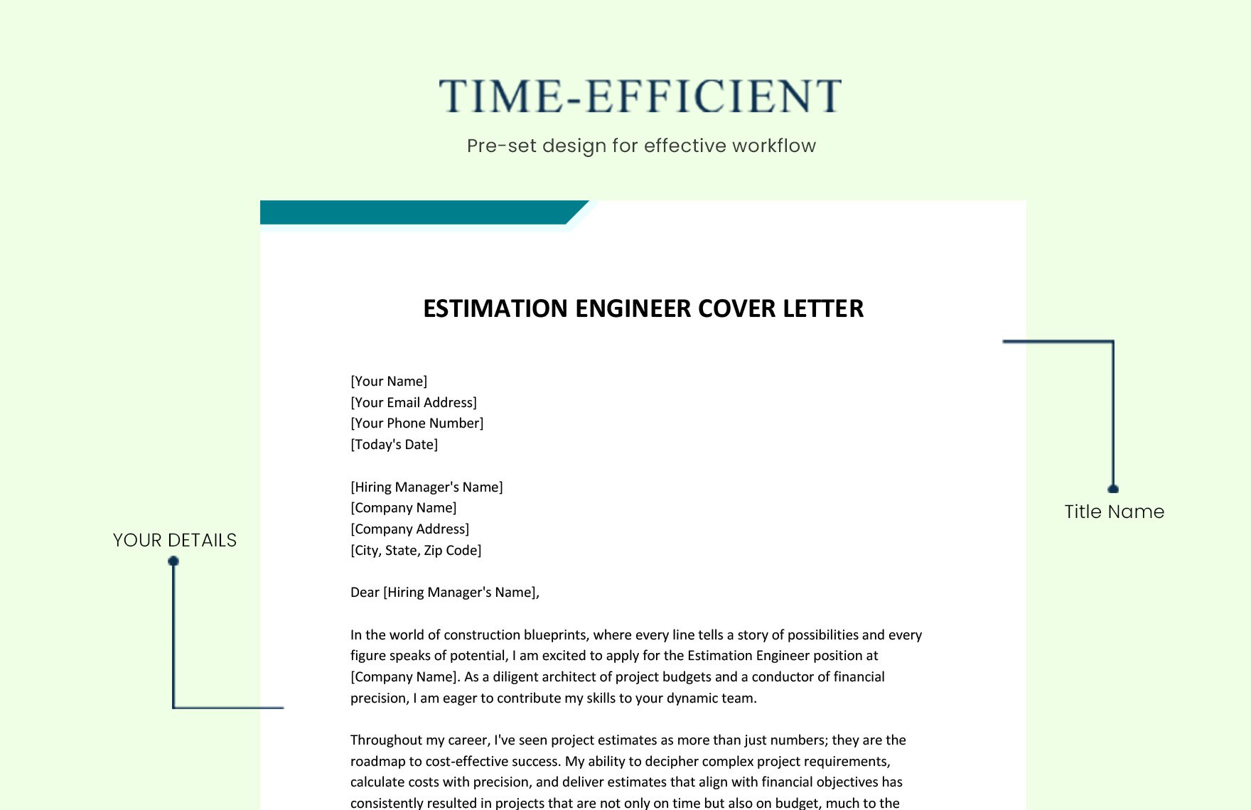 Estimation Engineer Cover Letter