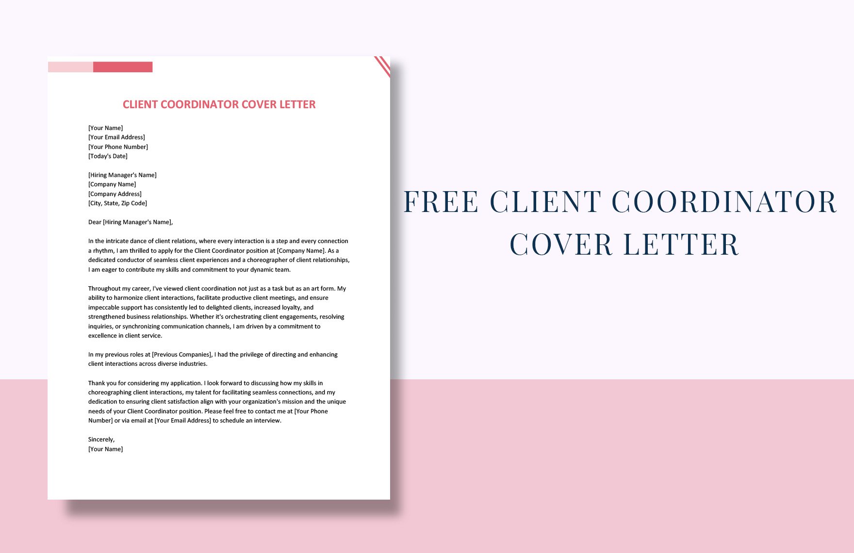 Client Coordinator Cover Letter