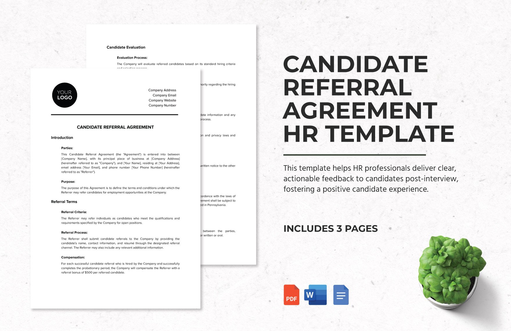 Candidate Referral Agreement HR Template