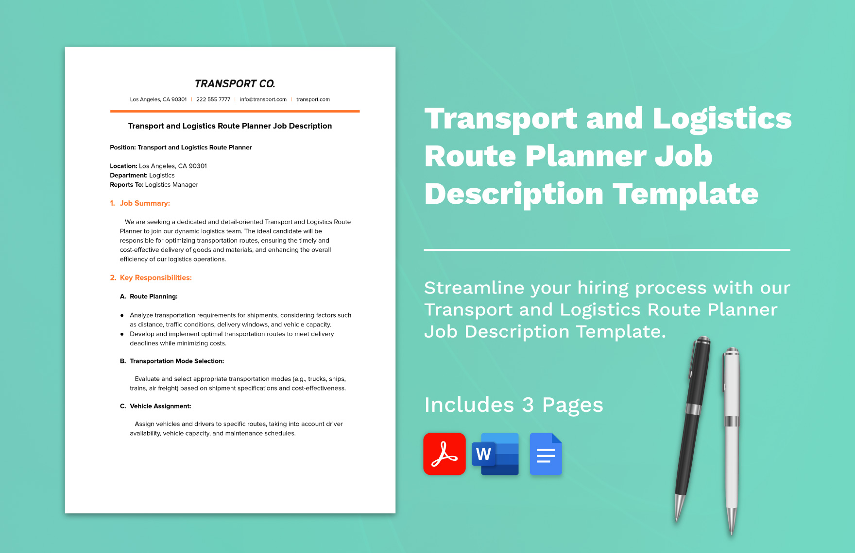 Transport & Logistics Human Resources Templates Download in Word
