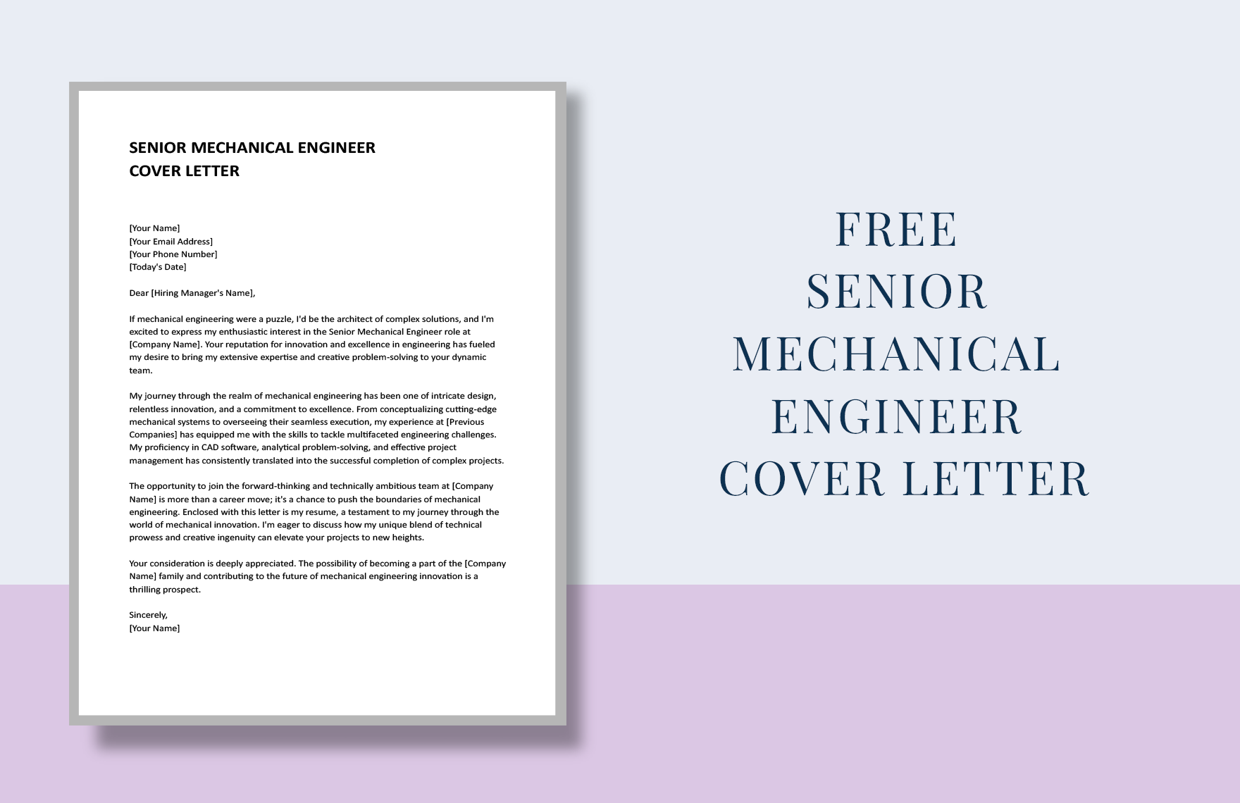 Senior Mechanical Engineer Cover Letter