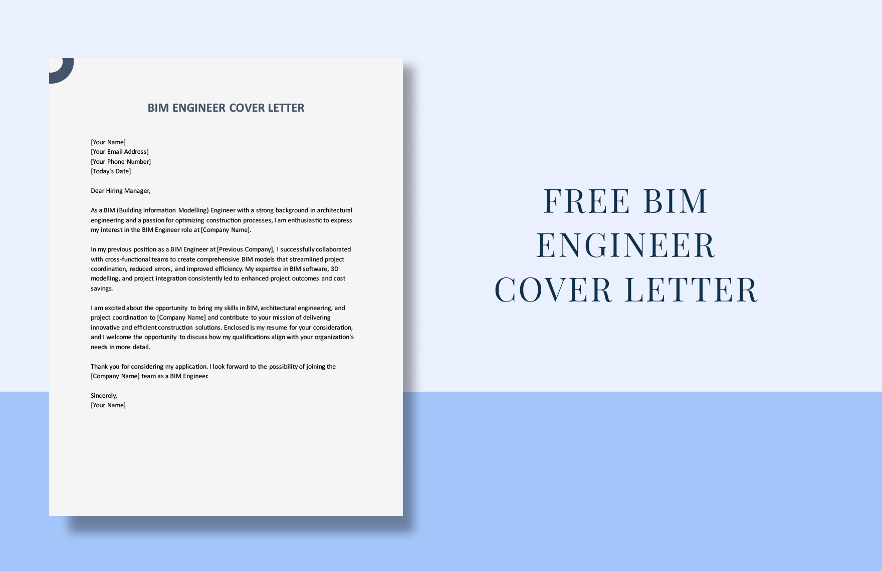 BIM Engineer Cover Letter in Word, Google Docs, PDF