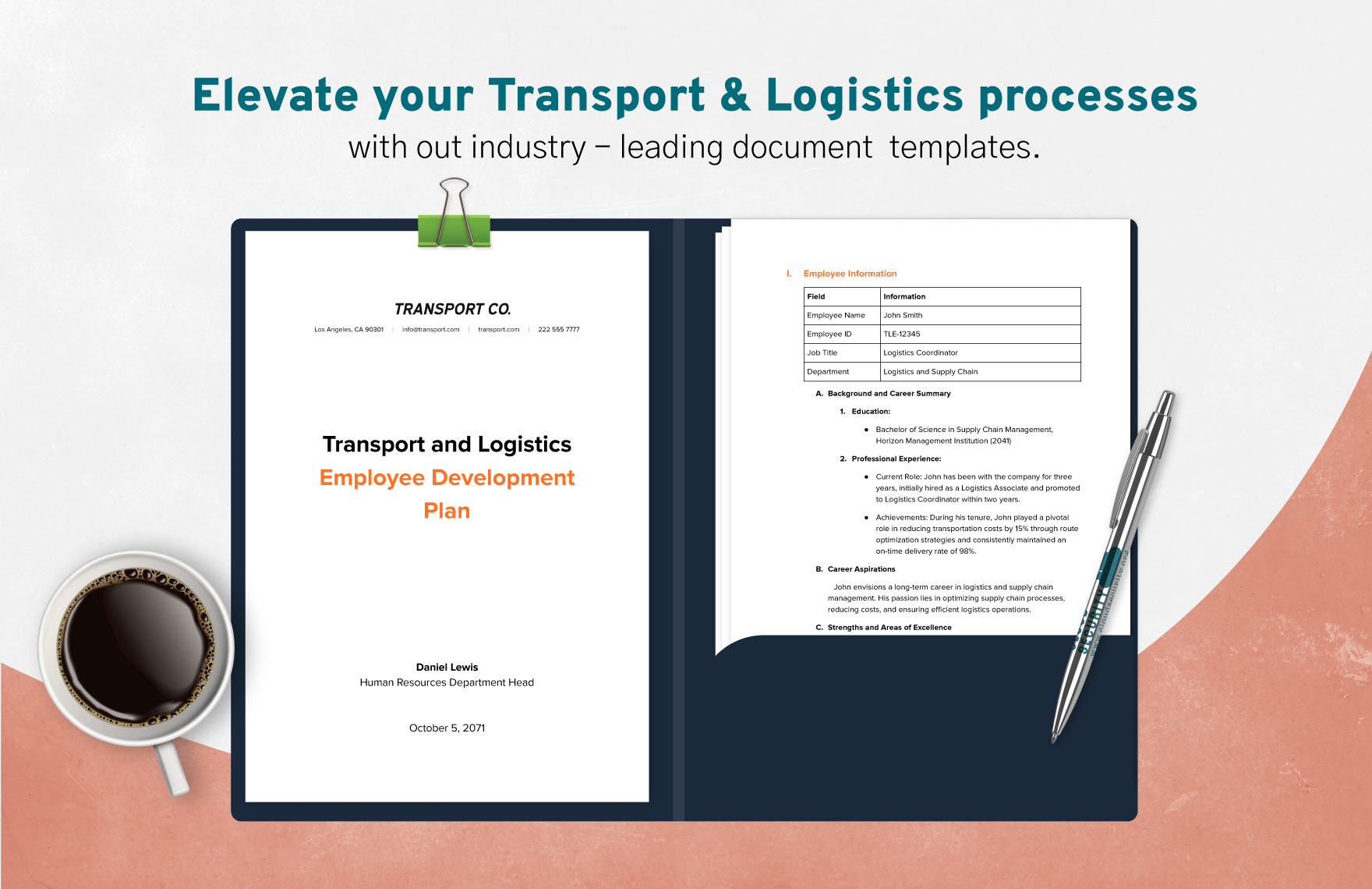 Transport and Logistics Employee Development Plan Template