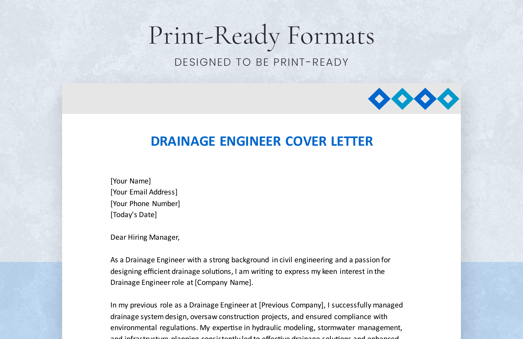 Drainage Engineer Cover Letter