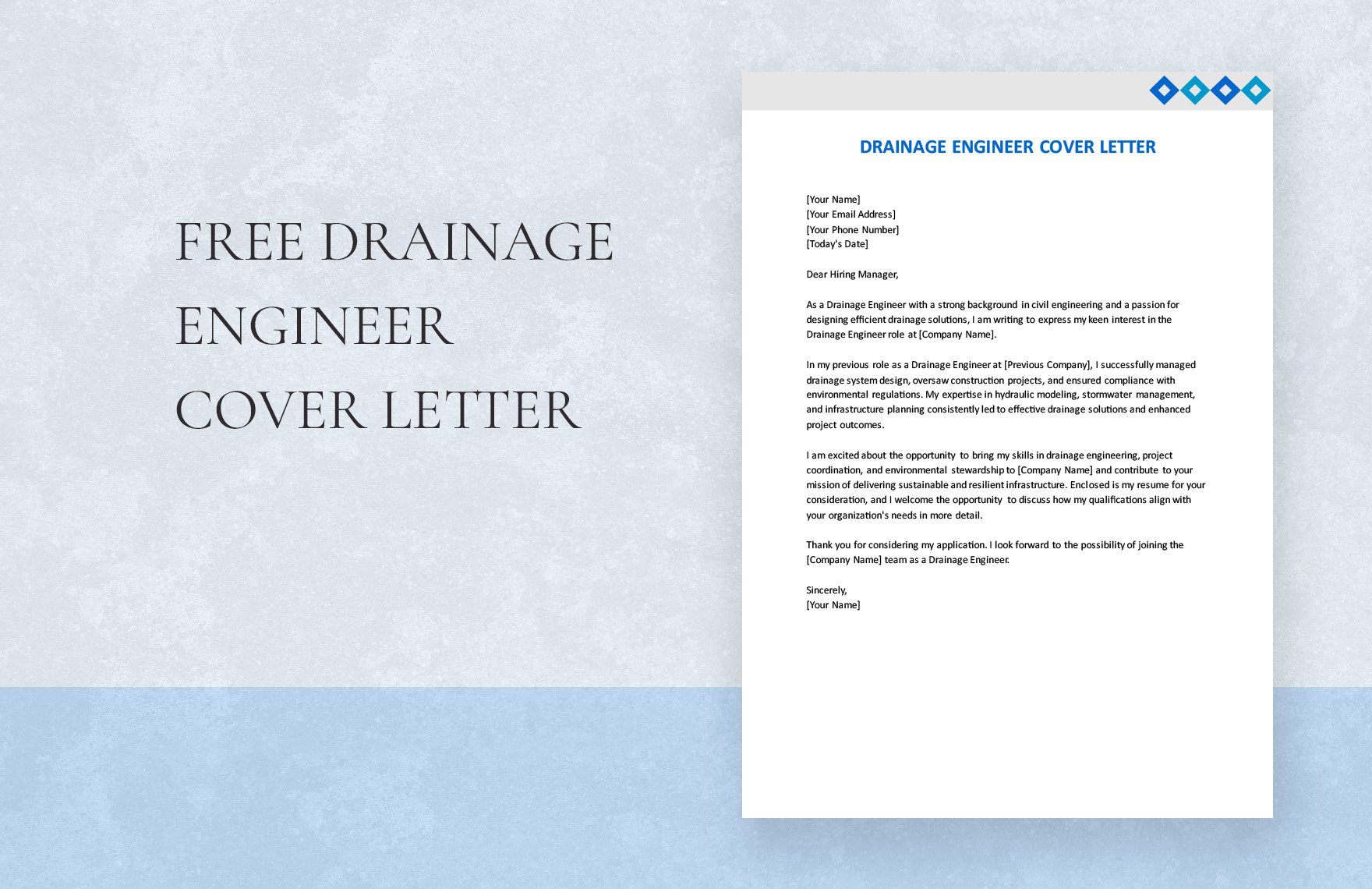 Drainage Engineer Cover Letter in Word, Google Docs, PDF