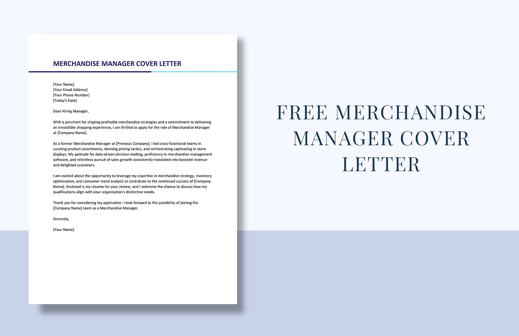 Merchandise Manager Cover Letter