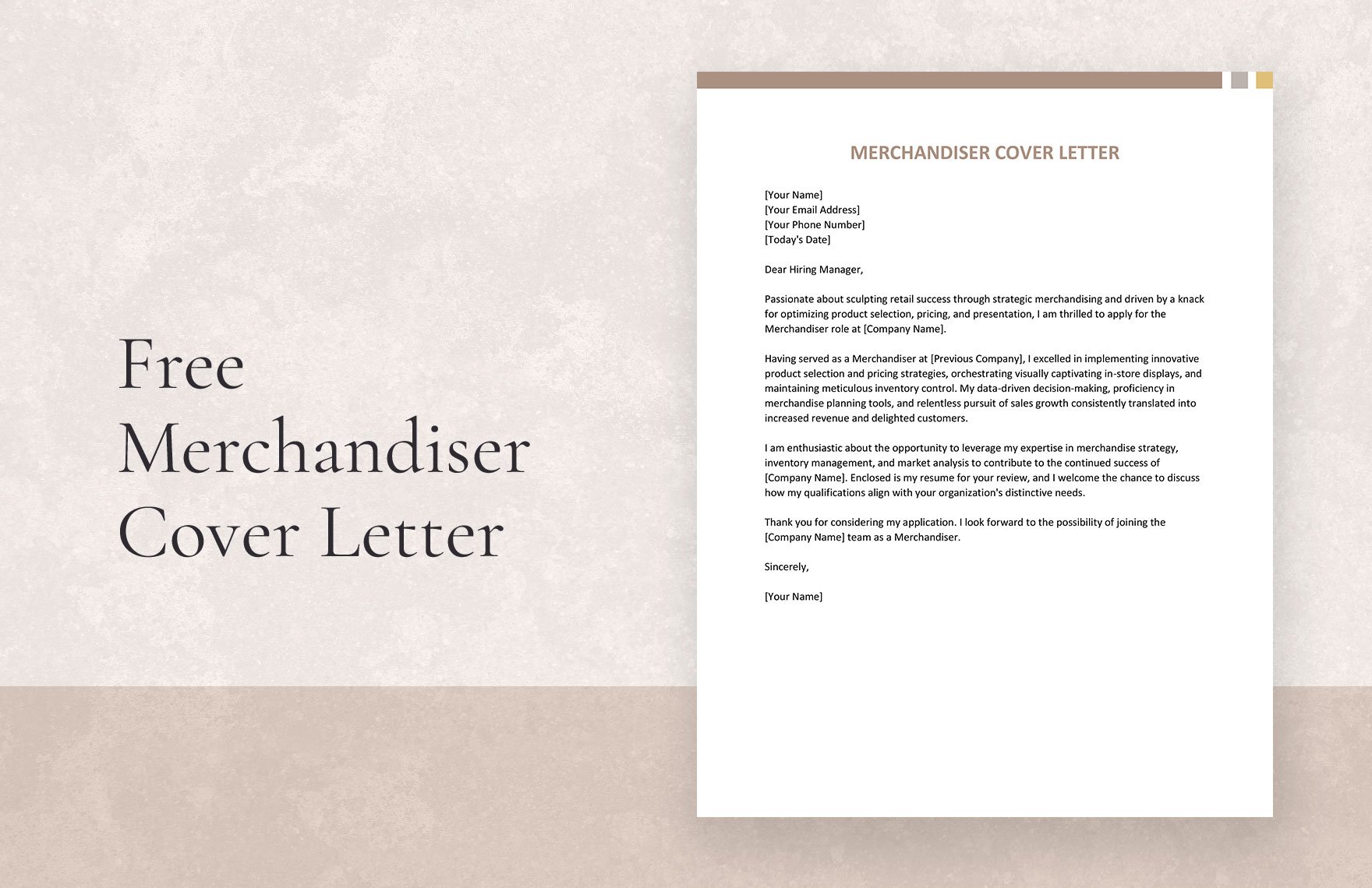 Merchandiser Cover Letter in Word, Google Docs