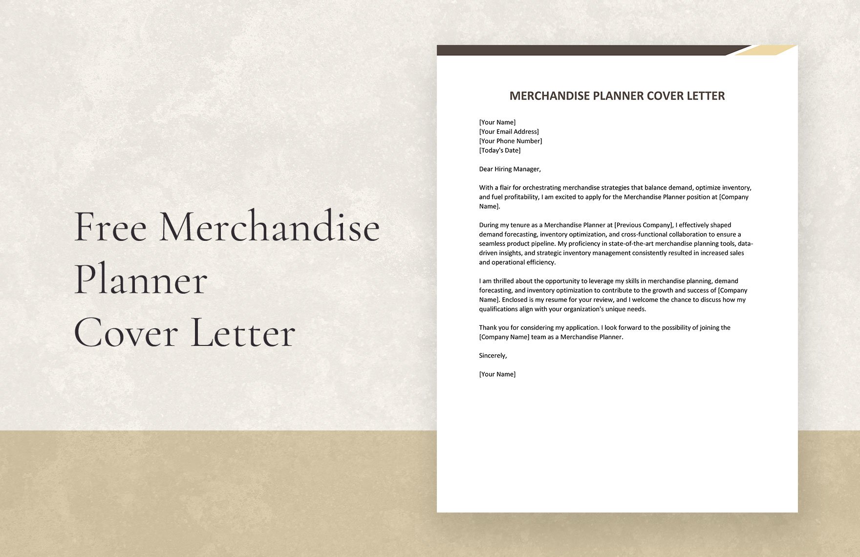 Merchandise Planner Cover Letter in Word, Google Docs