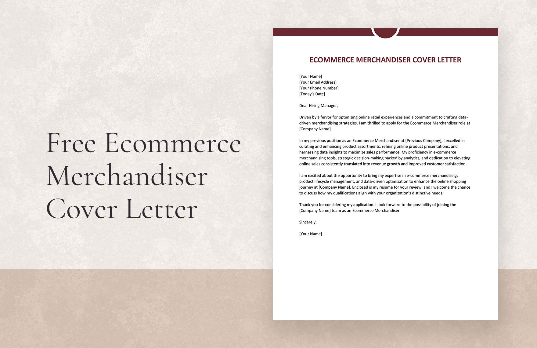 Ecommerce Merchandiser Cover Letter in Word, Google Docs