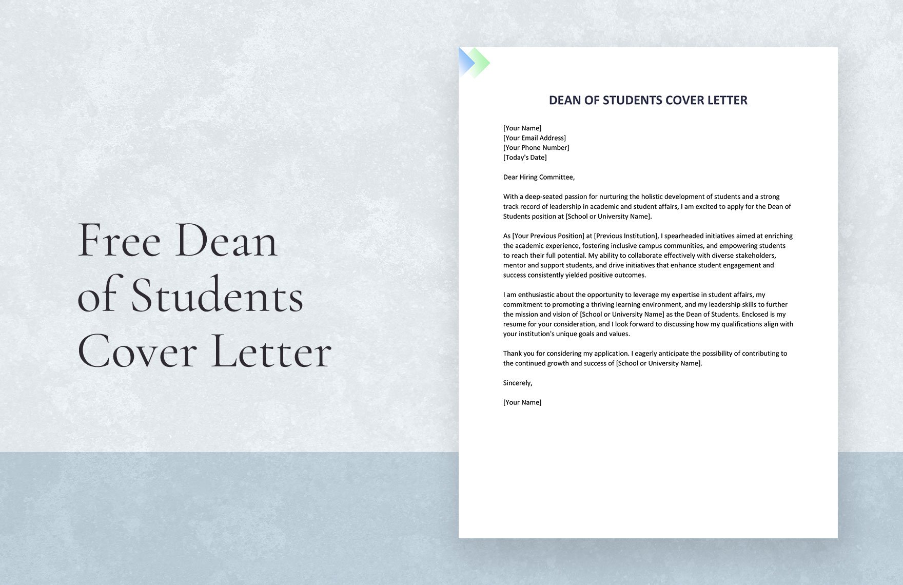 Dean of Students Cover Letter in Word, Google Docs