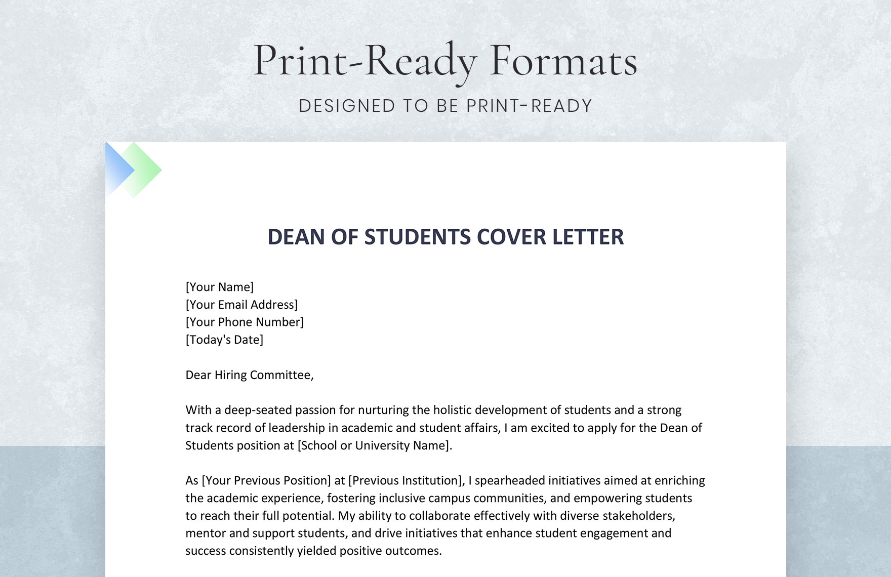 Dean of Students Cover Letter