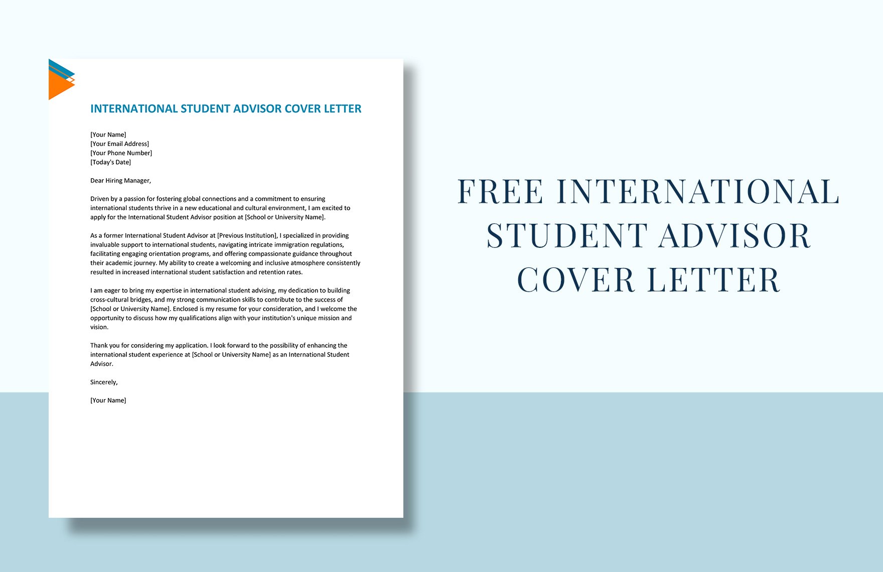 International Student Advisor Cover Letter in Word, Google Docs