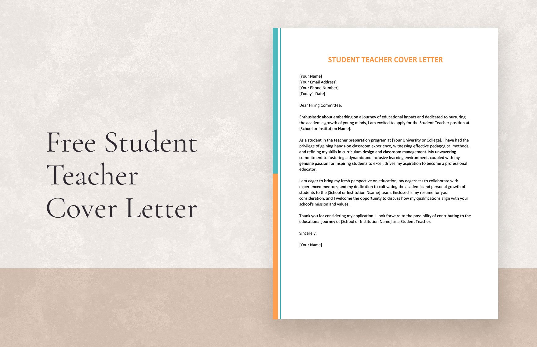 Student Teacher Cover Letter
