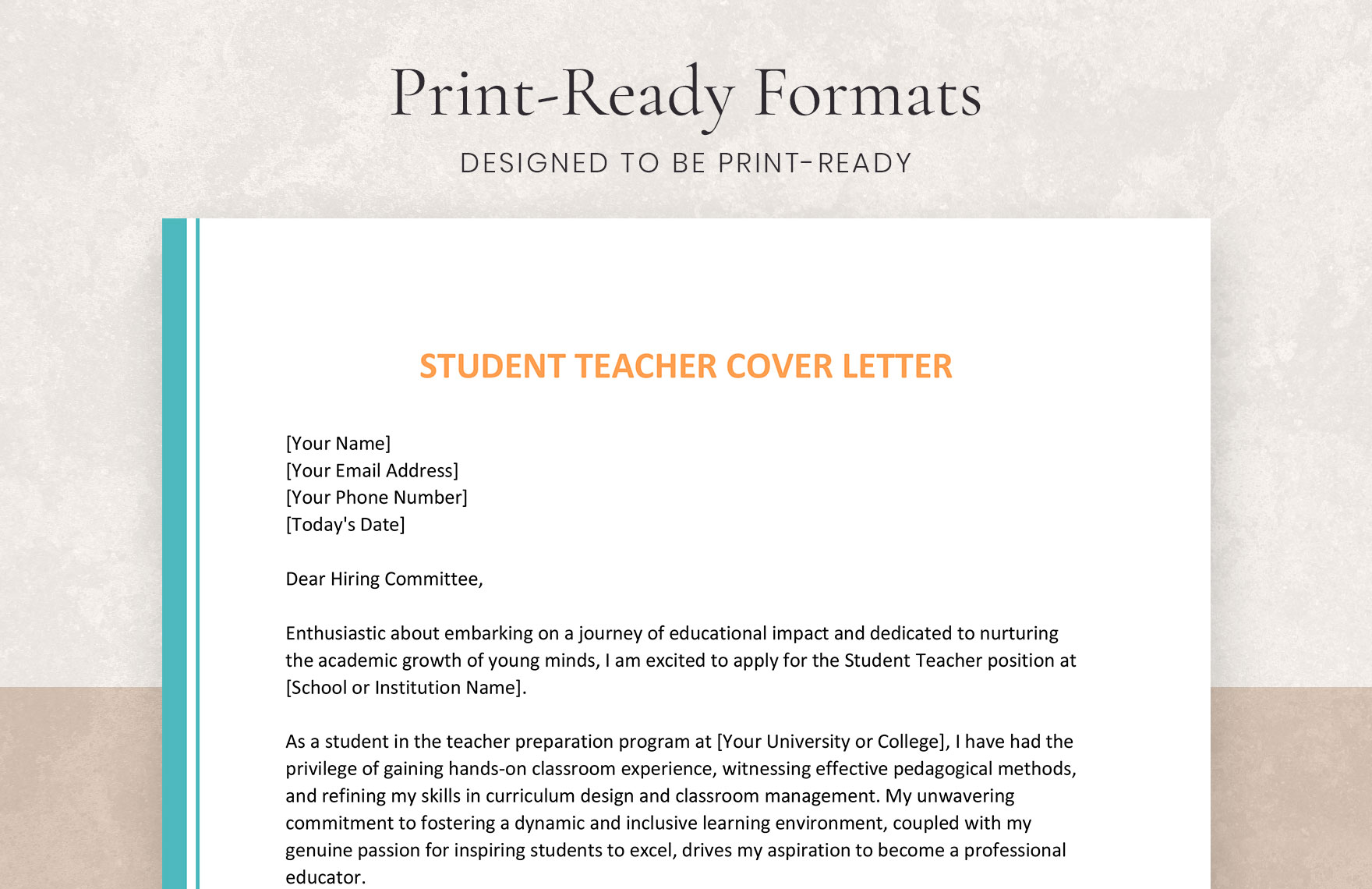 Student Teacher Cover Letter