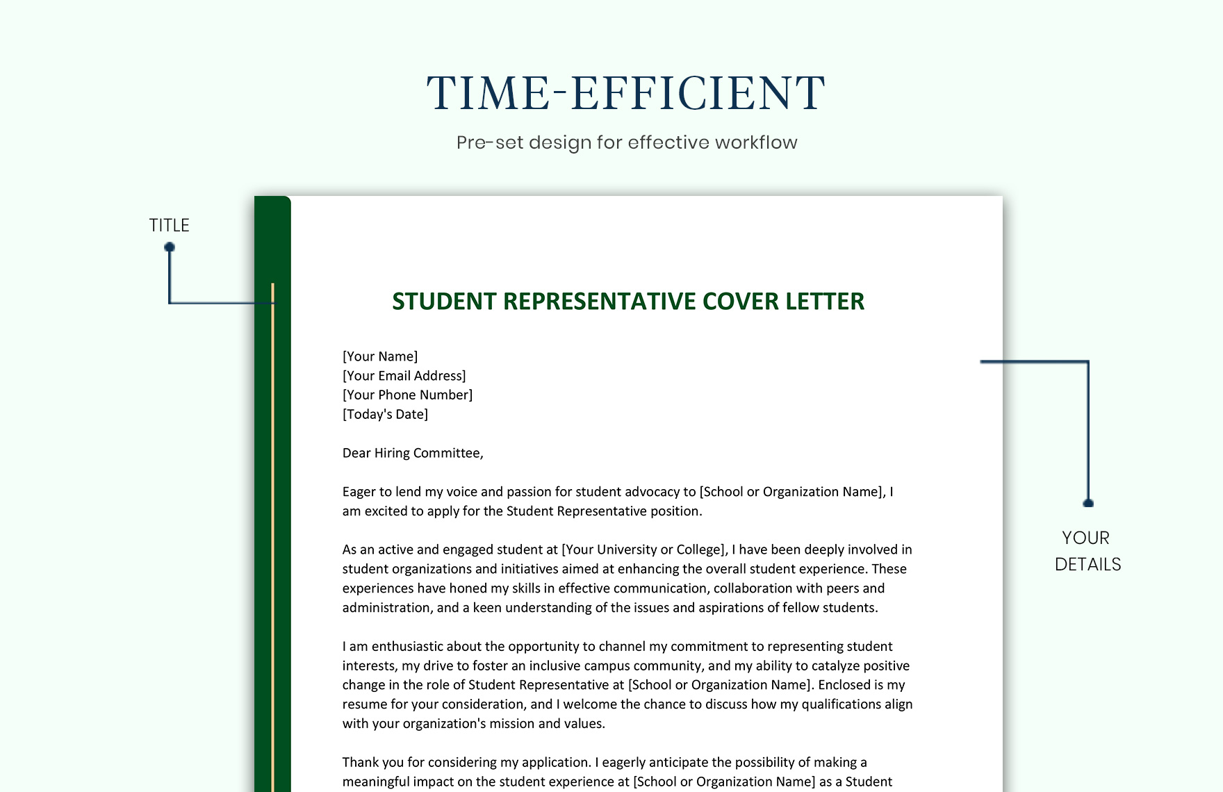 Student Representative Cover Letter