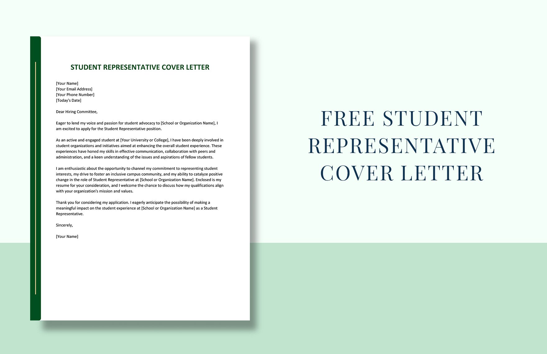 Student Representative Cover Letter