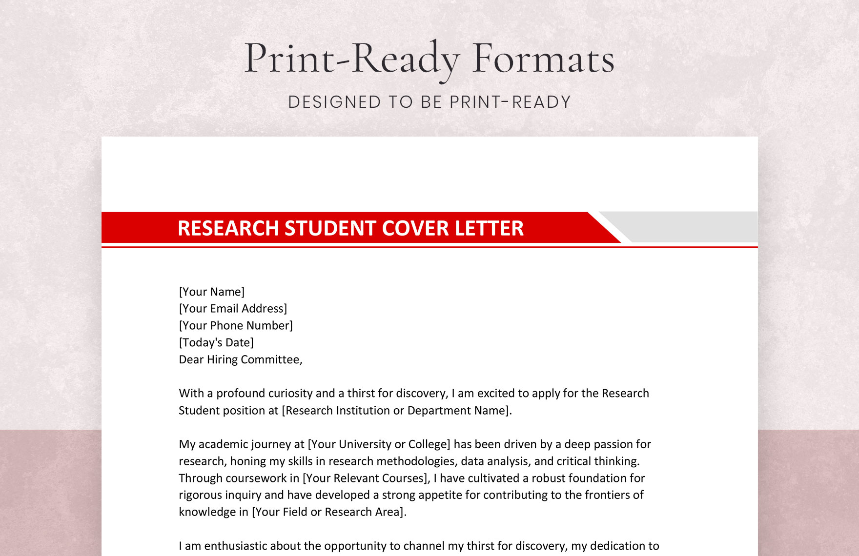 Research Student Cover Letter