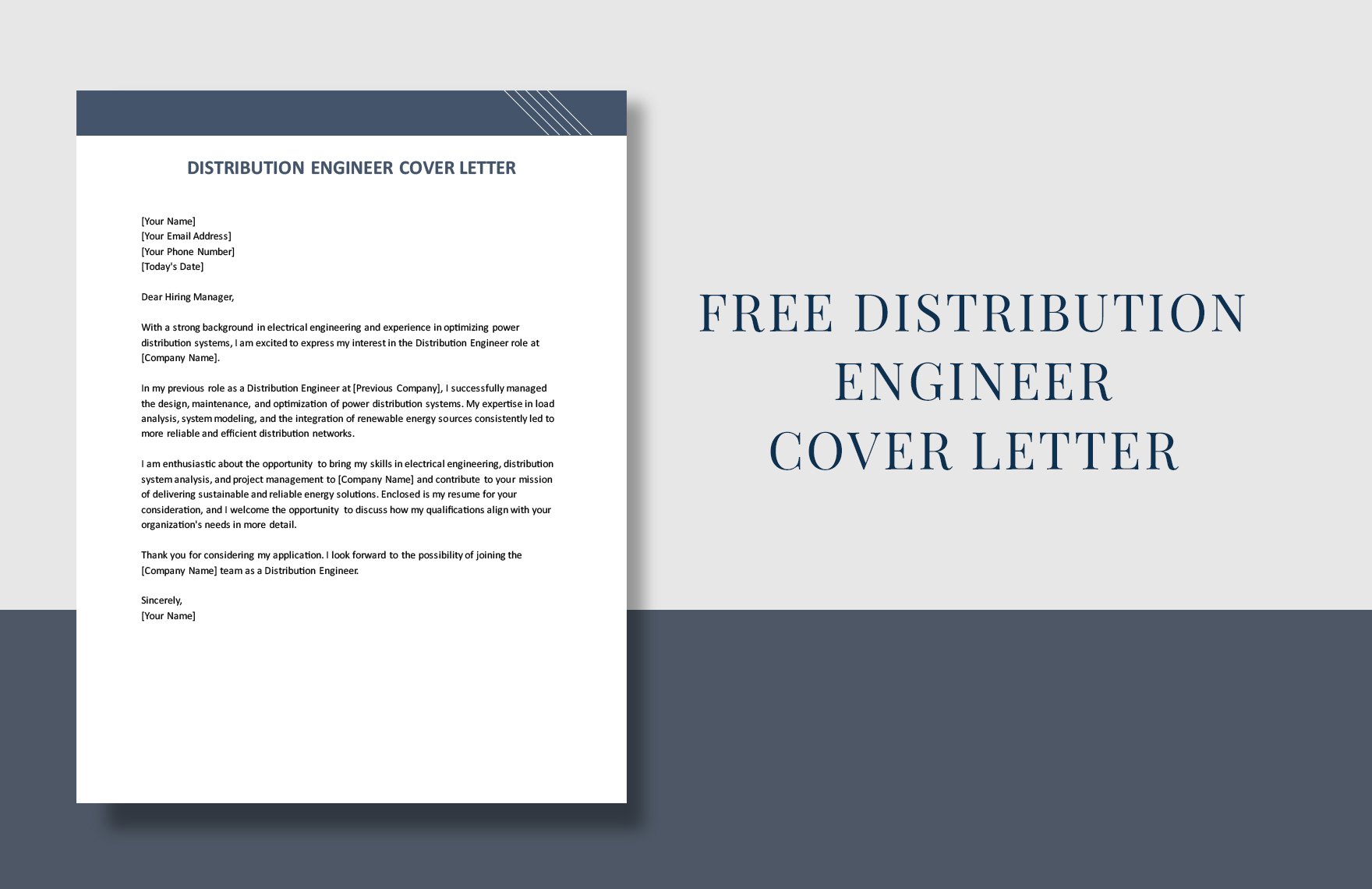 Distribution Engineer Cover Letter