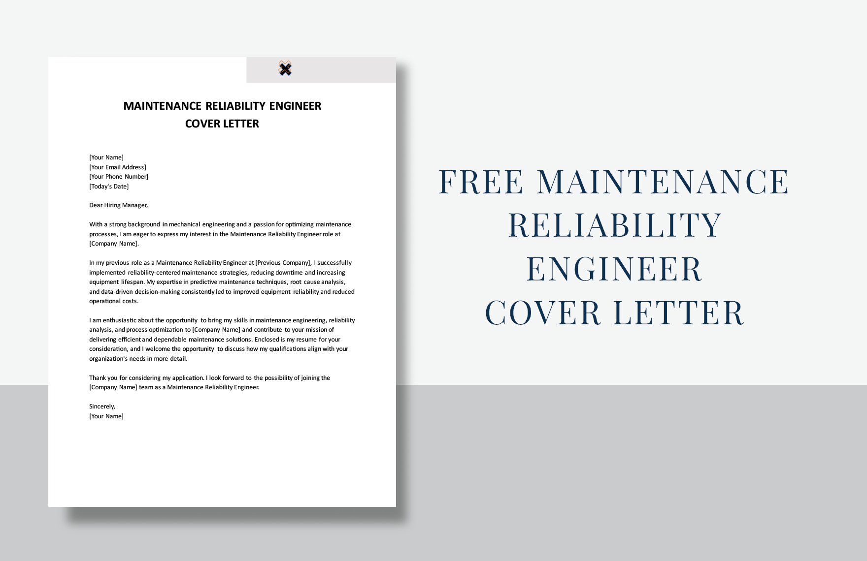 Maintenance Reliability Engineer Cover Letter in Word, Google Docs, PDF