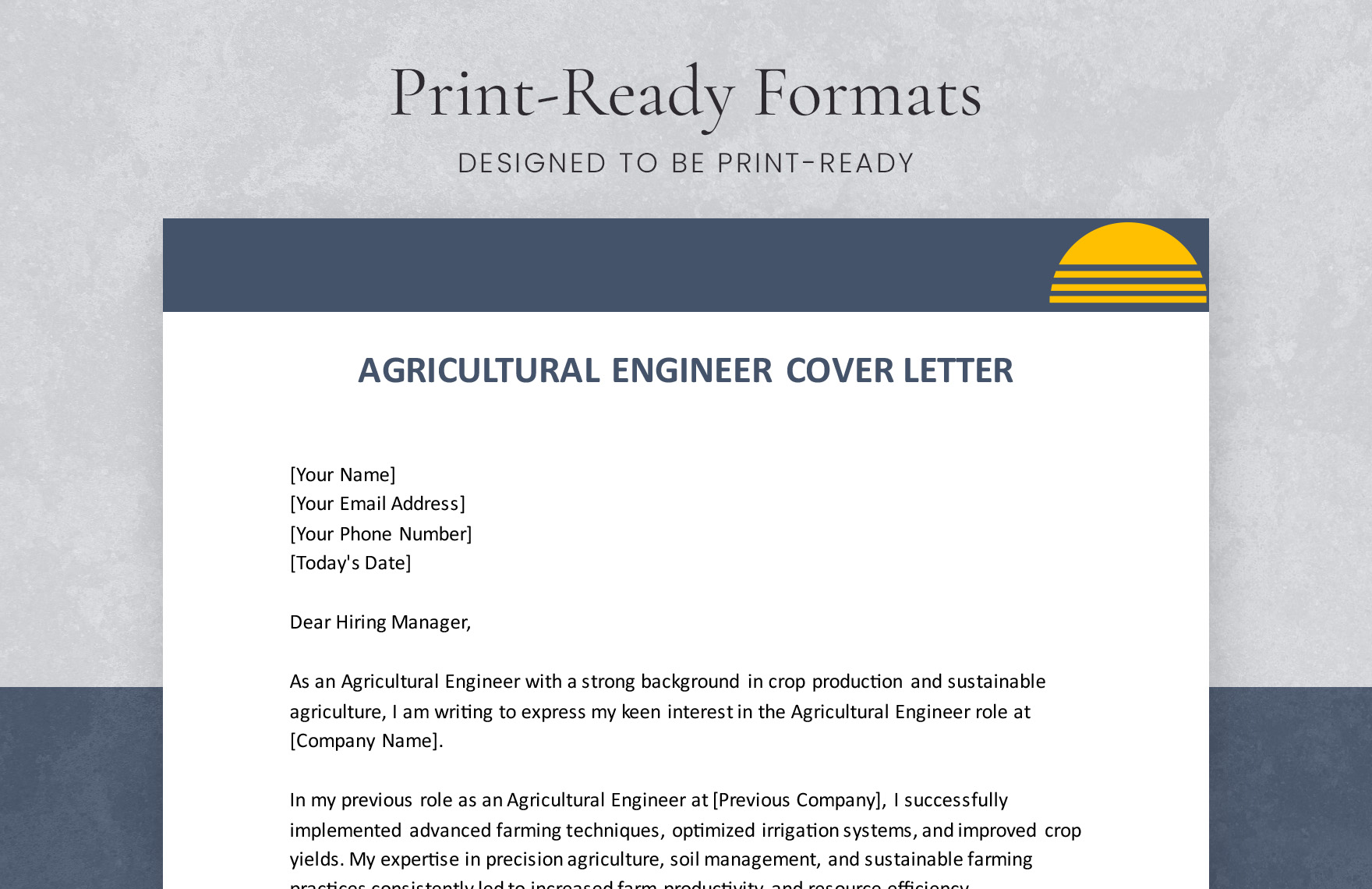 Agricultural Engineer Cover Letter