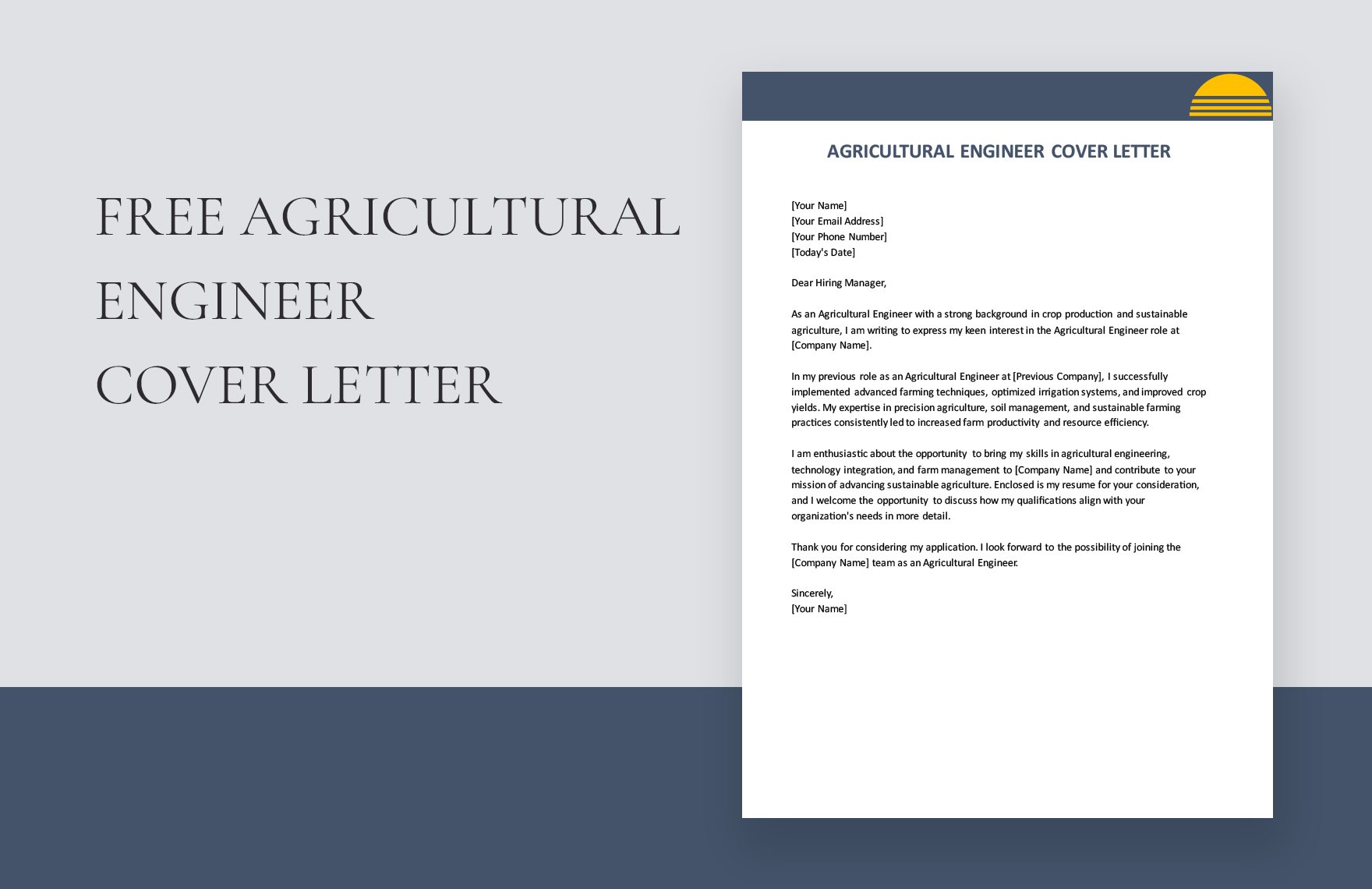 Agricultural Engineer Cover Letter in Word, Google Docs, PDF