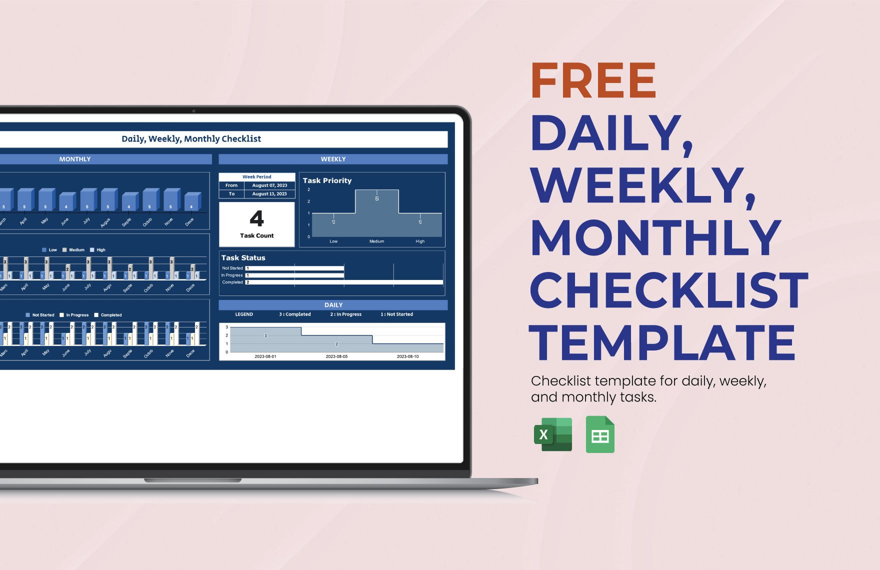 Daily, Weekly, Monthly Checklist Template