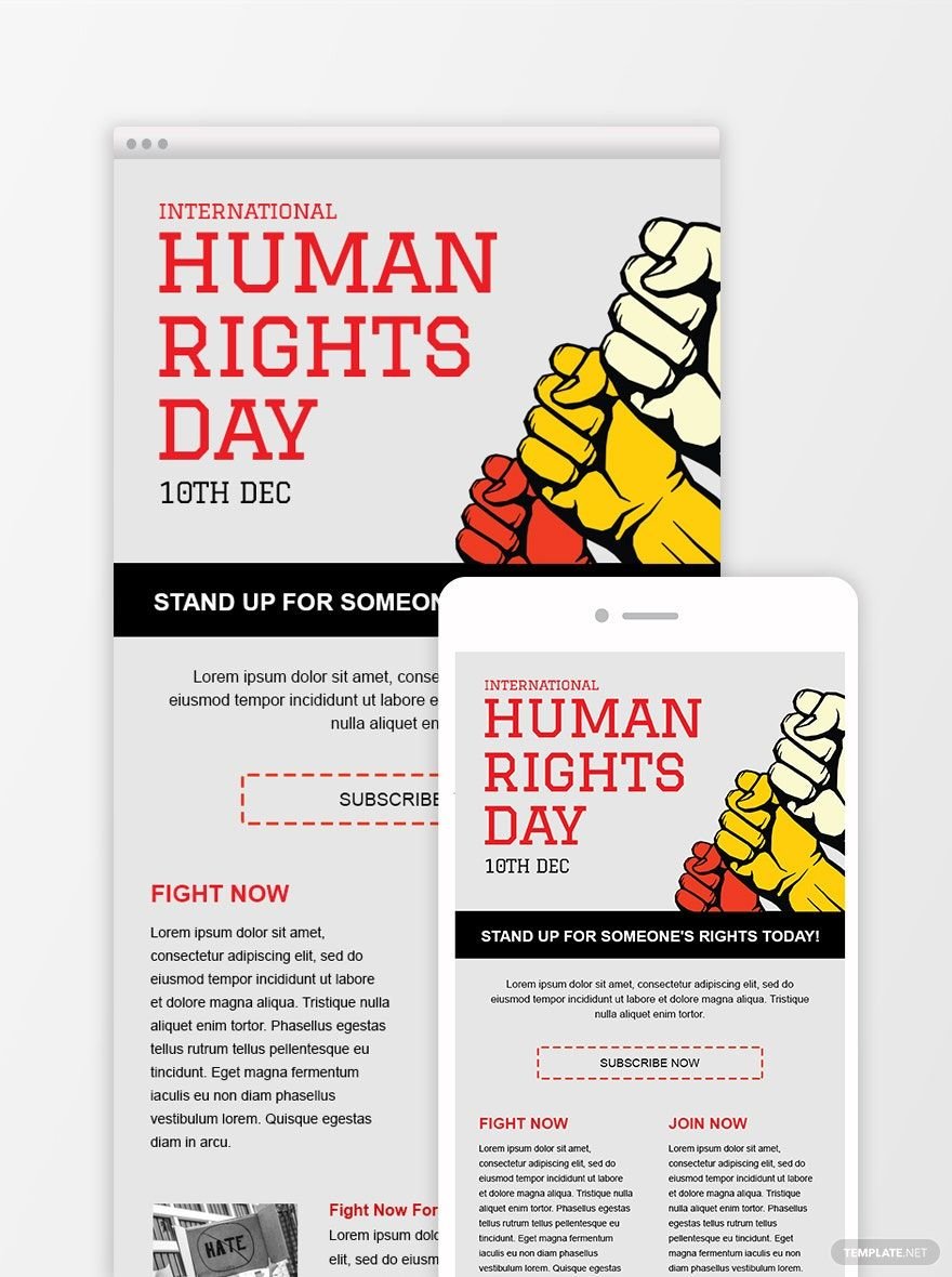 Free Human Rights Email Newsletter Template in PSD, Outlook, HTML5