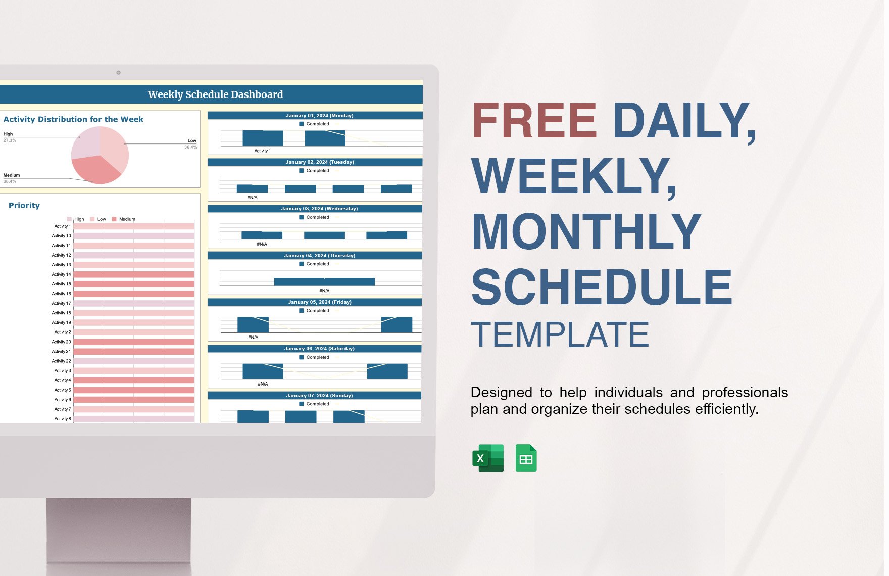 Daily, Weekly, Monthly Schedule Template