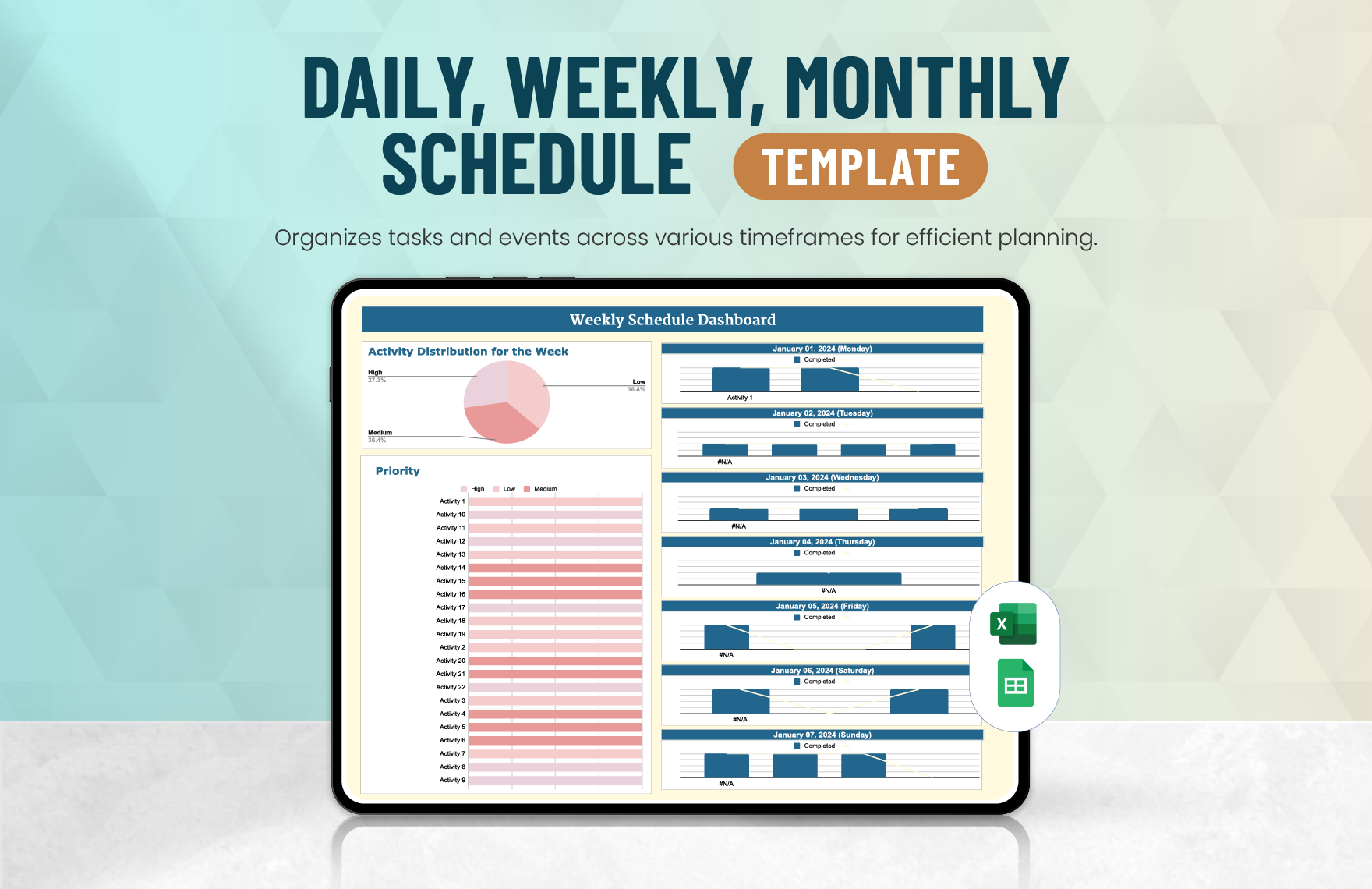 Free Daily, Weekly, Monthly Schedule Template in Excel, Google Sheets