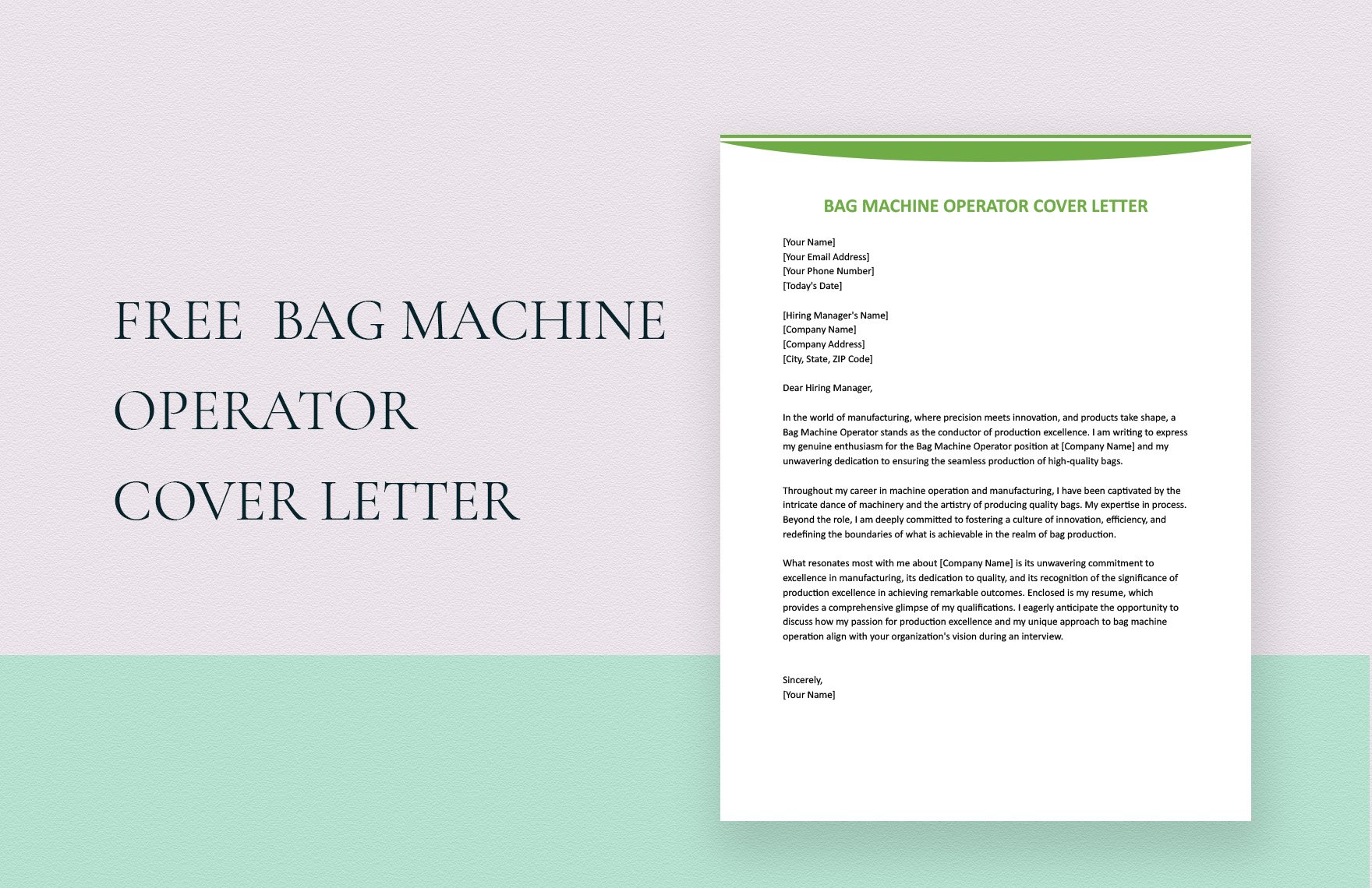 Bag Machine Operator Cover Letter