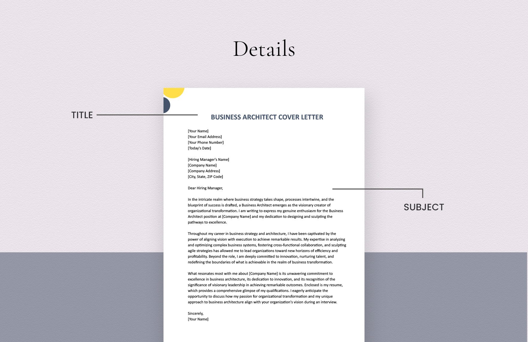 Business Architect Cover Letter