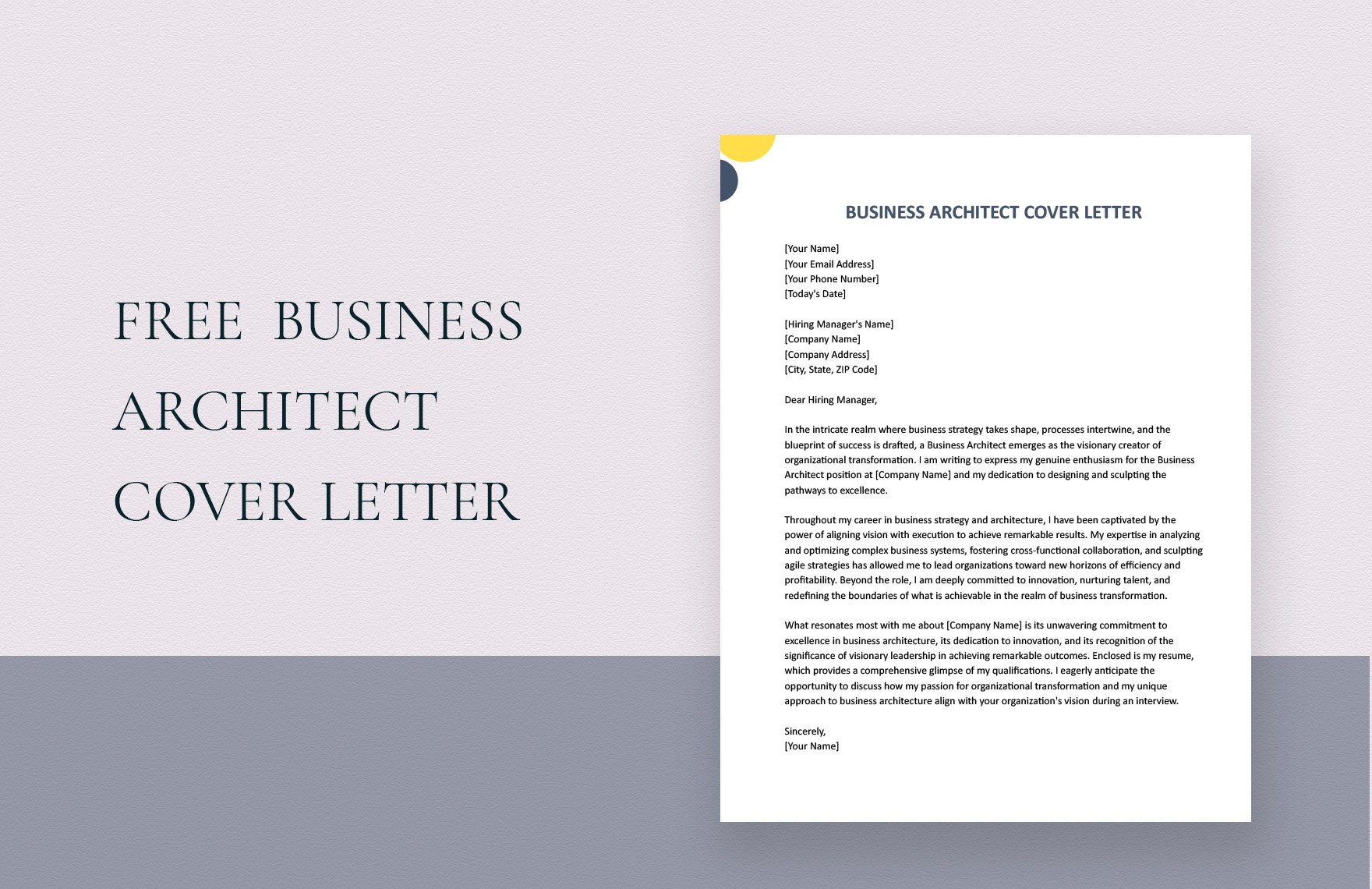 Business Architect Cover Letter in Word, Google Docs