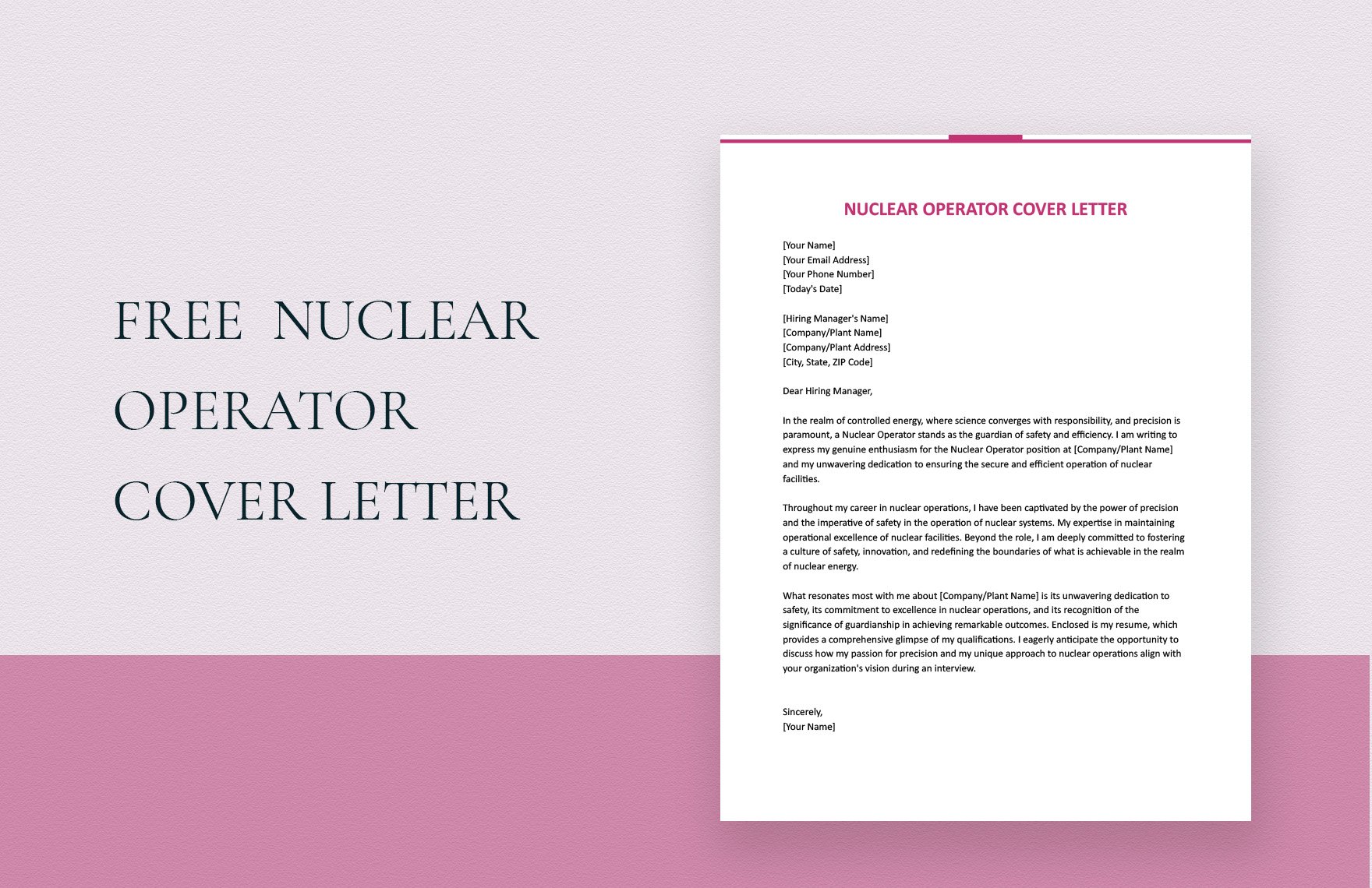 Nuclear Operator Cover Letter