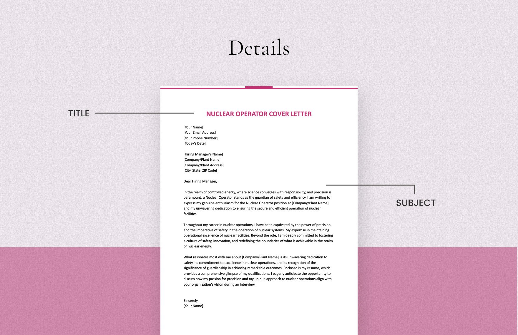 Nuclear Operator Cover Letter