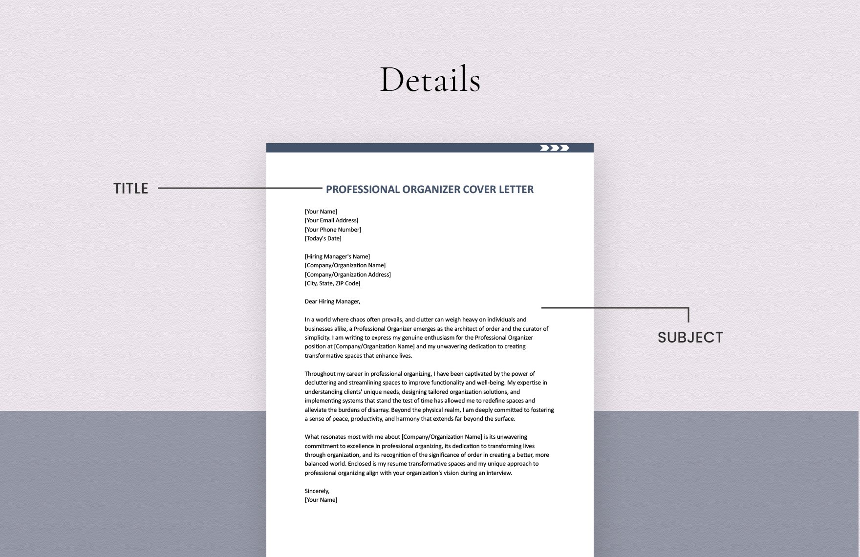 Professional Organizer Cover Letter