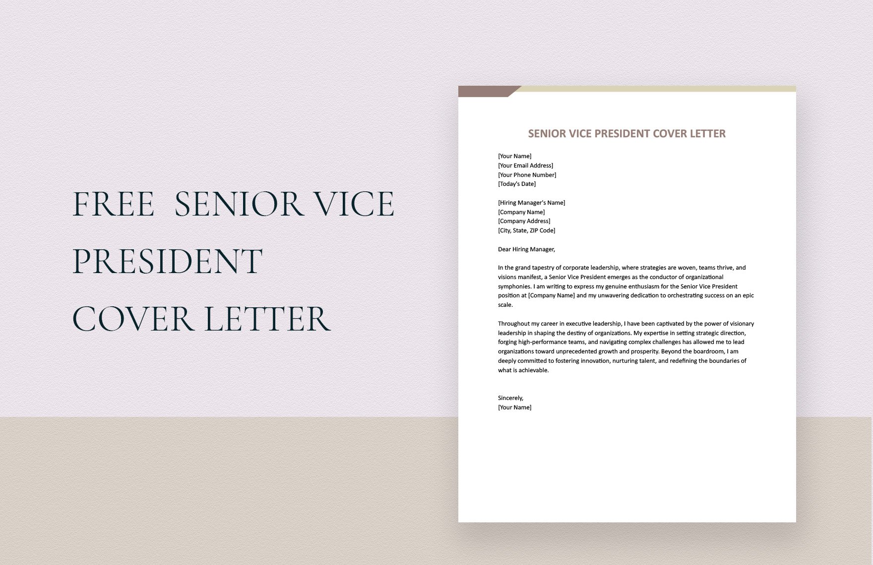 Senior Vice President Cover Letter