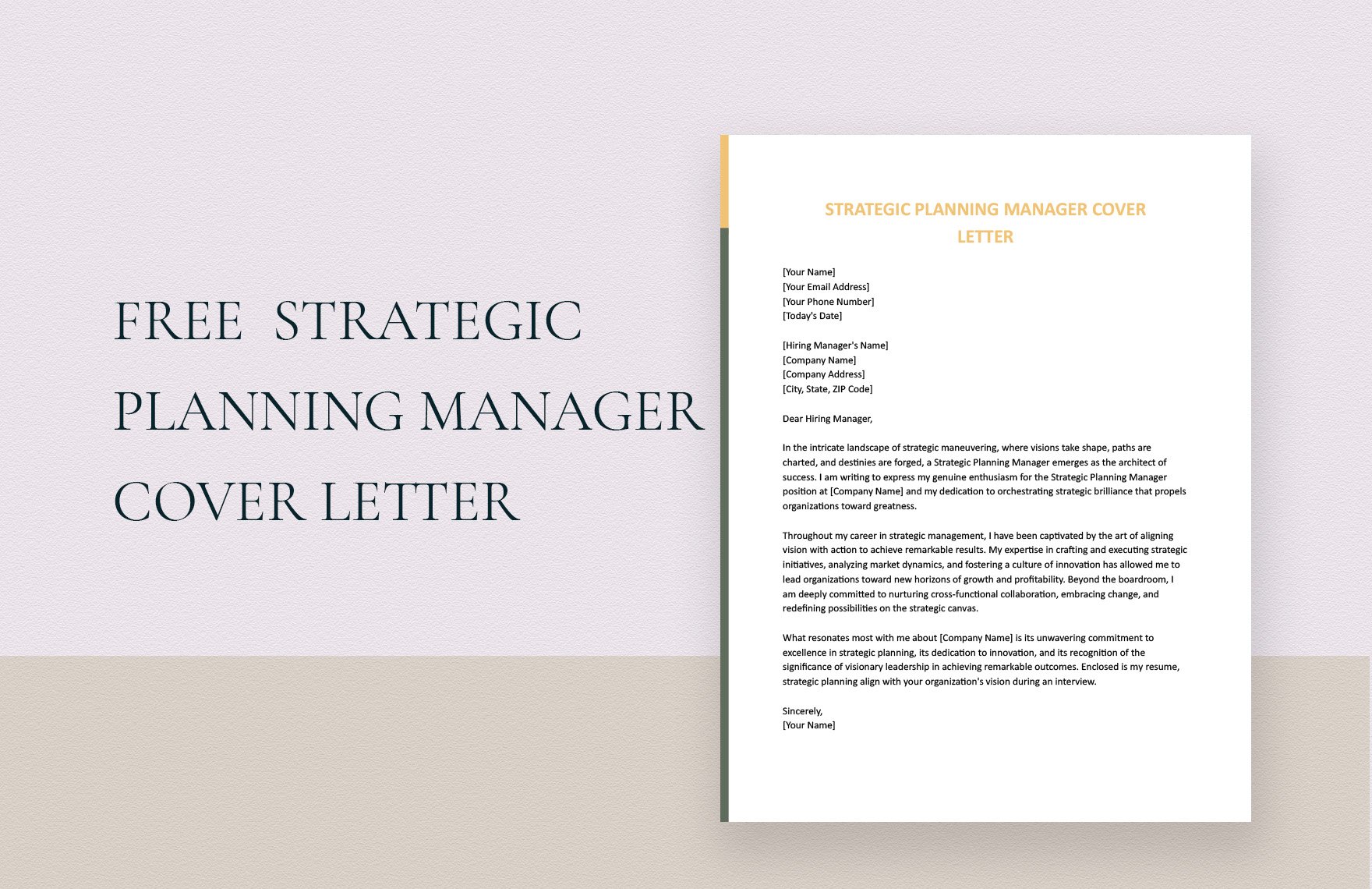 Strategic Planning Manager Cover Letter