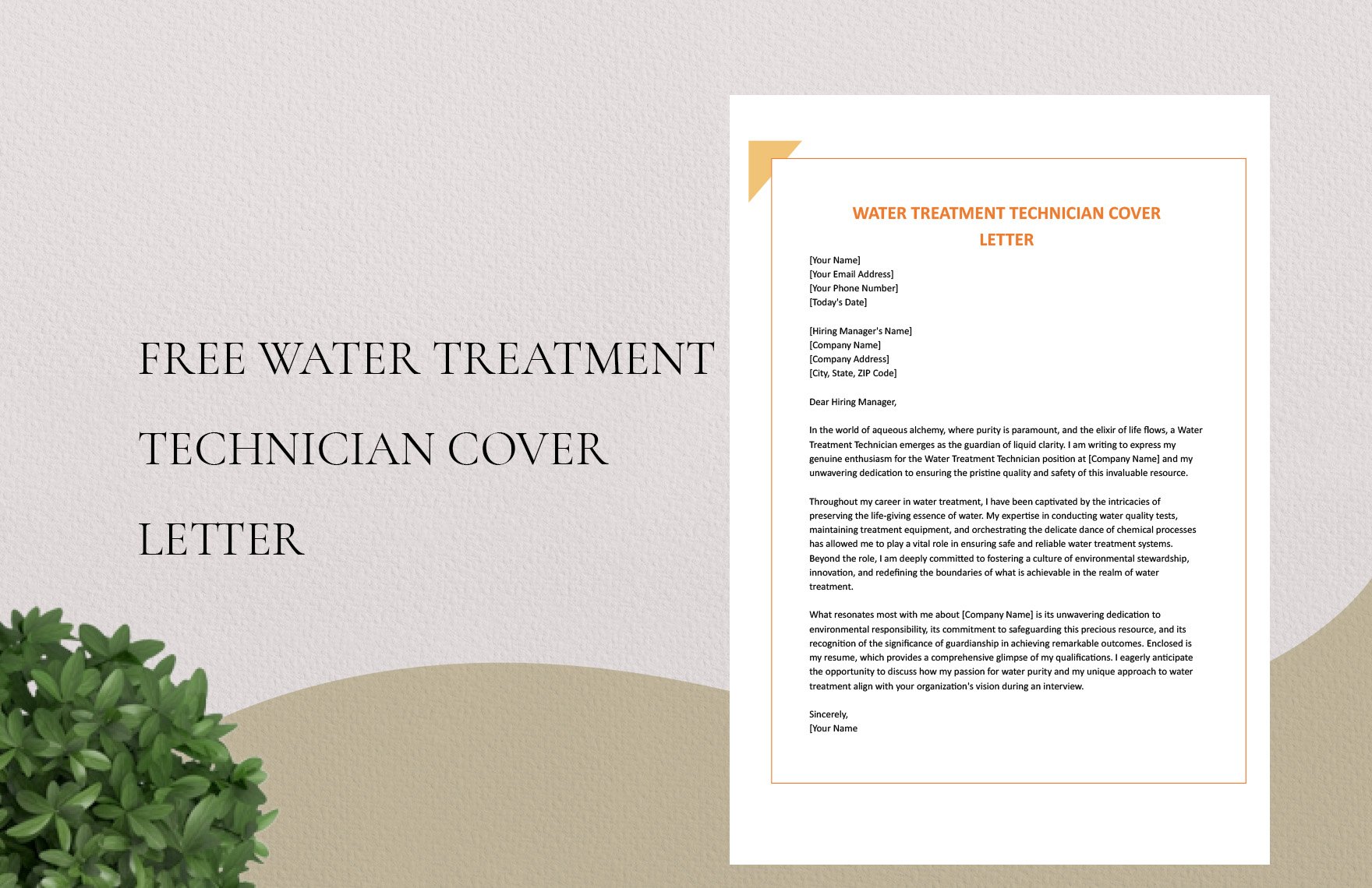 Water Treatment Technician Cover Letter