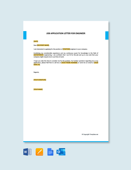 Free Job Application Letter for civil Engineer Fresher - Google Docs