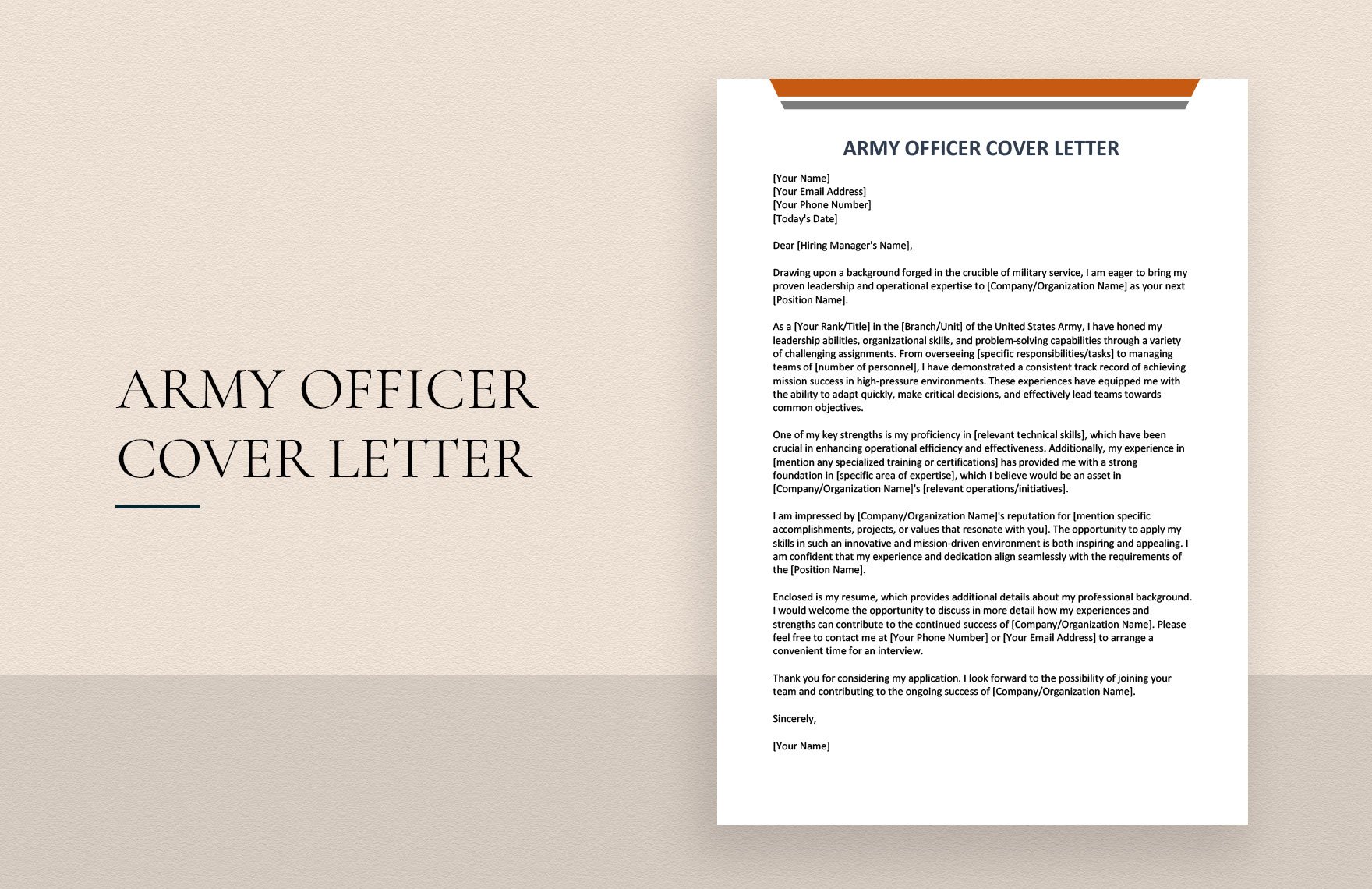 Army Officer Cover Letter