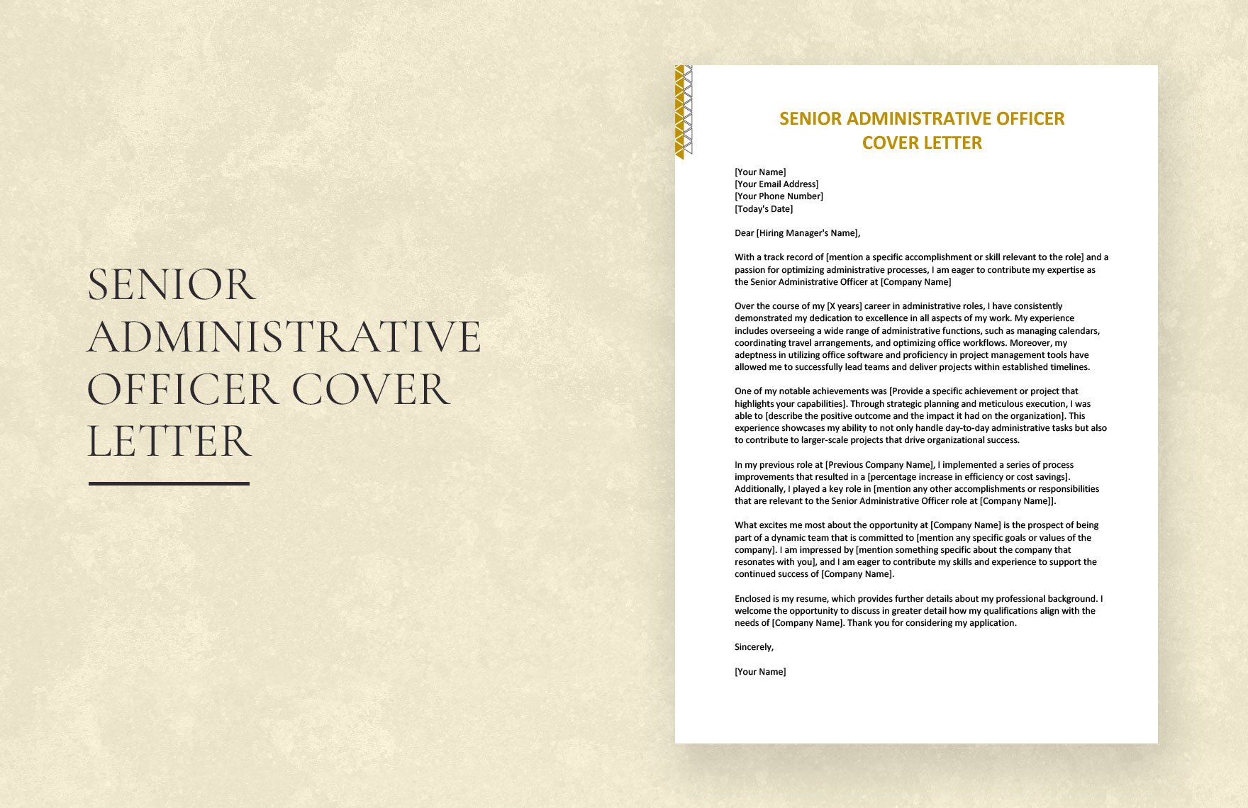 Senior Administrative Officer Cover Letter