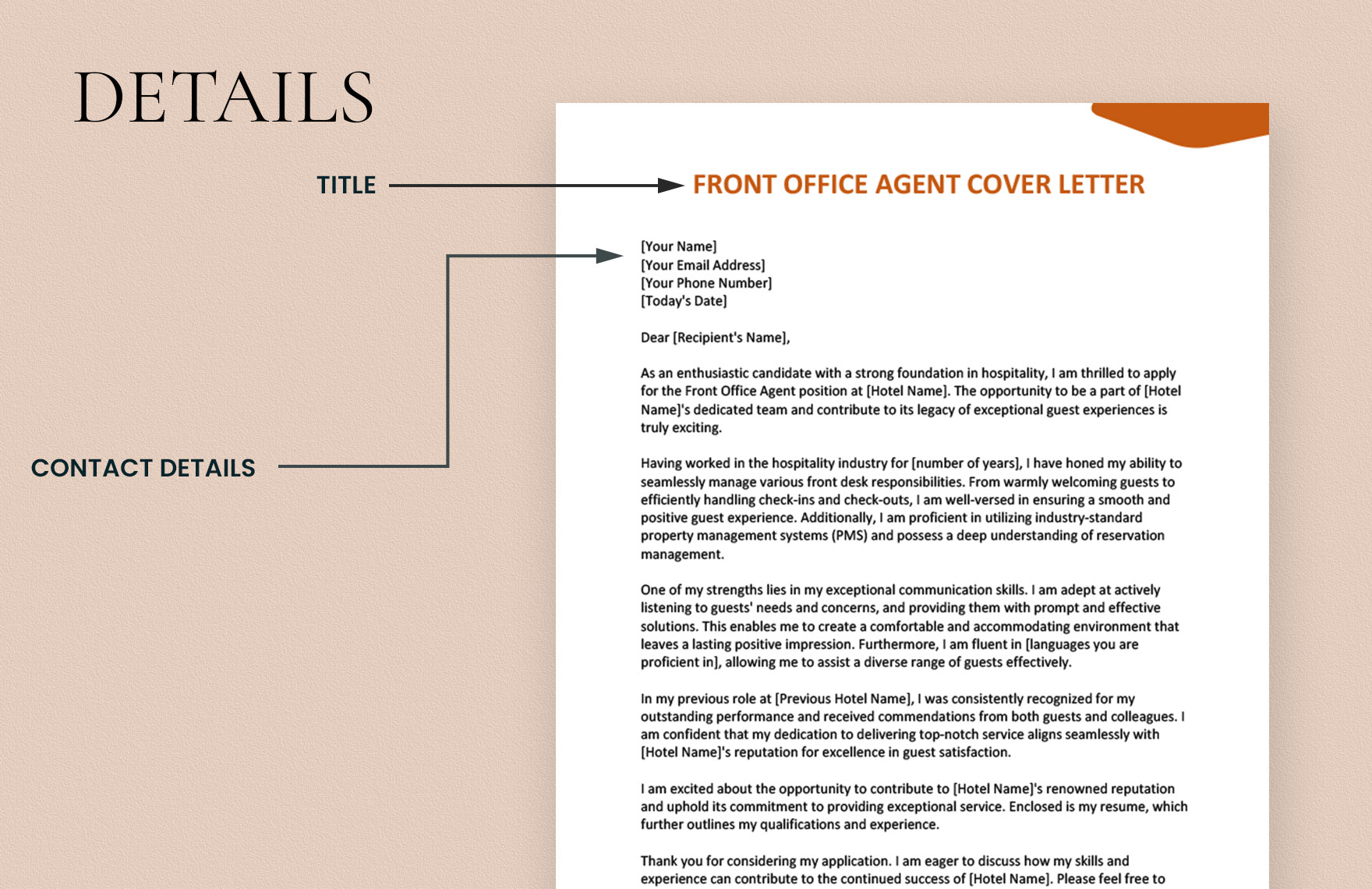 Front Office Agent Cover Letter