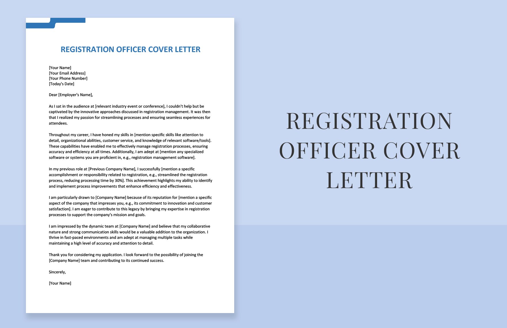 Registration Officer Cover Letter