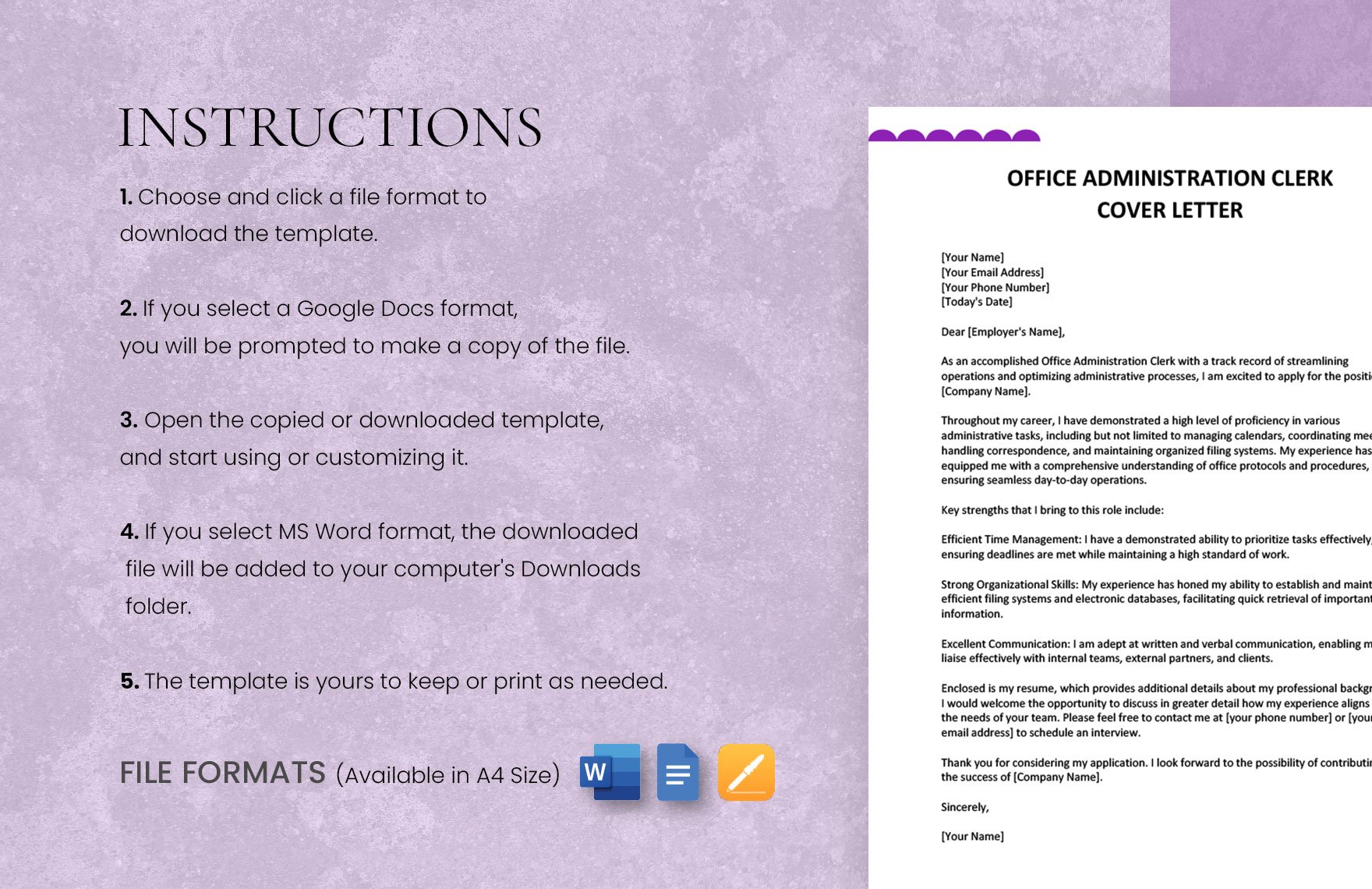Office Administration Clerk Cover Letter
