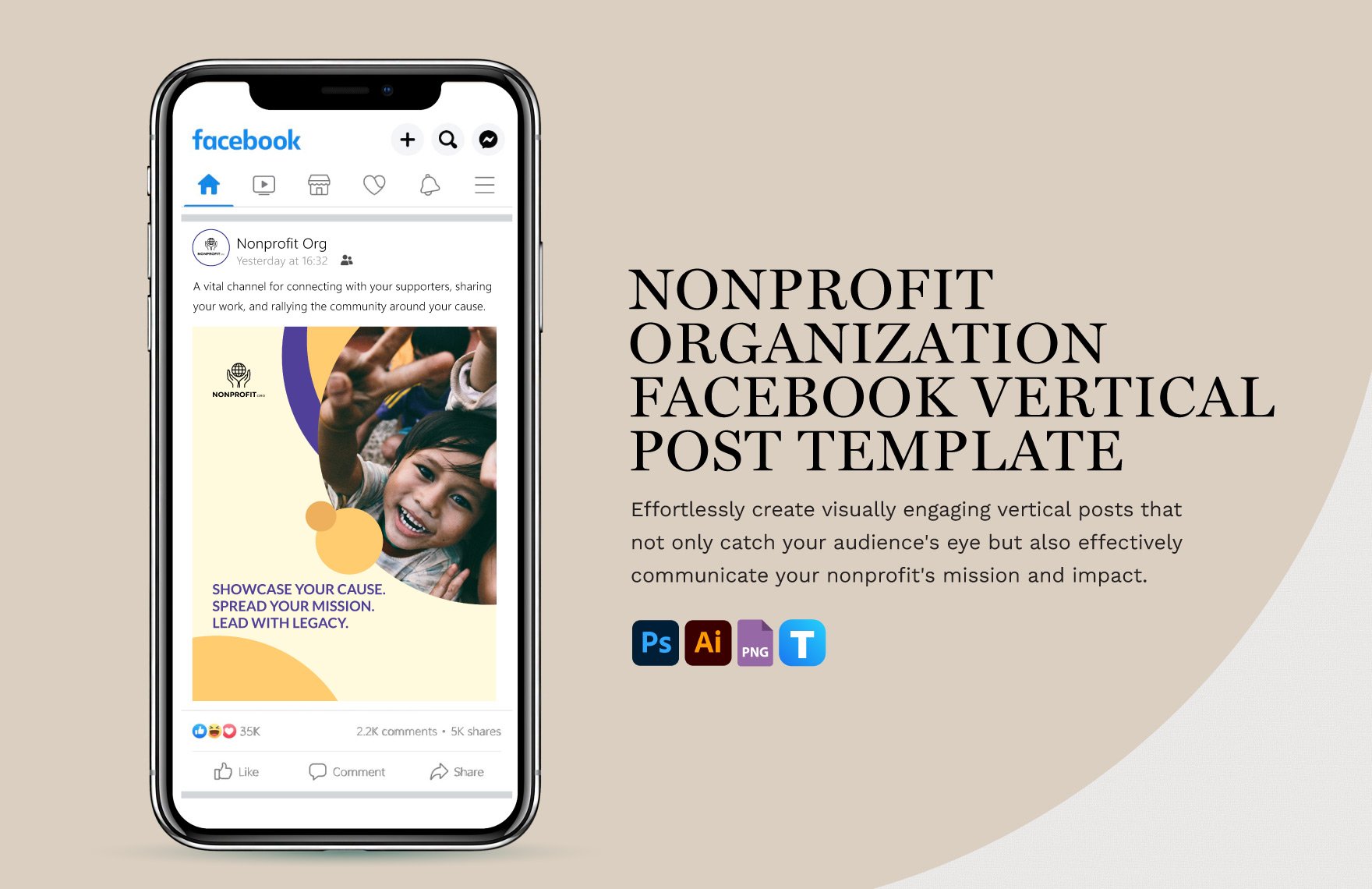 Nonprofit Organization Facebook Vertical Post Template