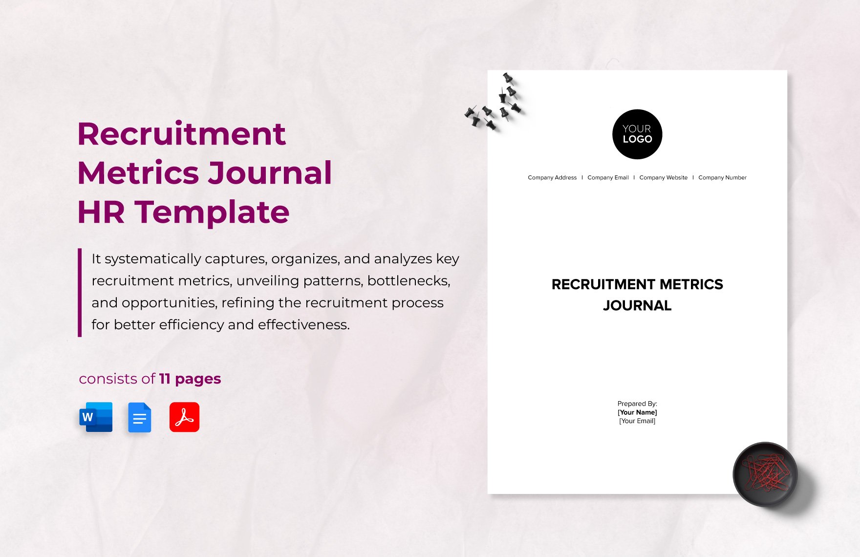 Recruitment Metrics Journal HR Template in Word, Google Docs, PDF