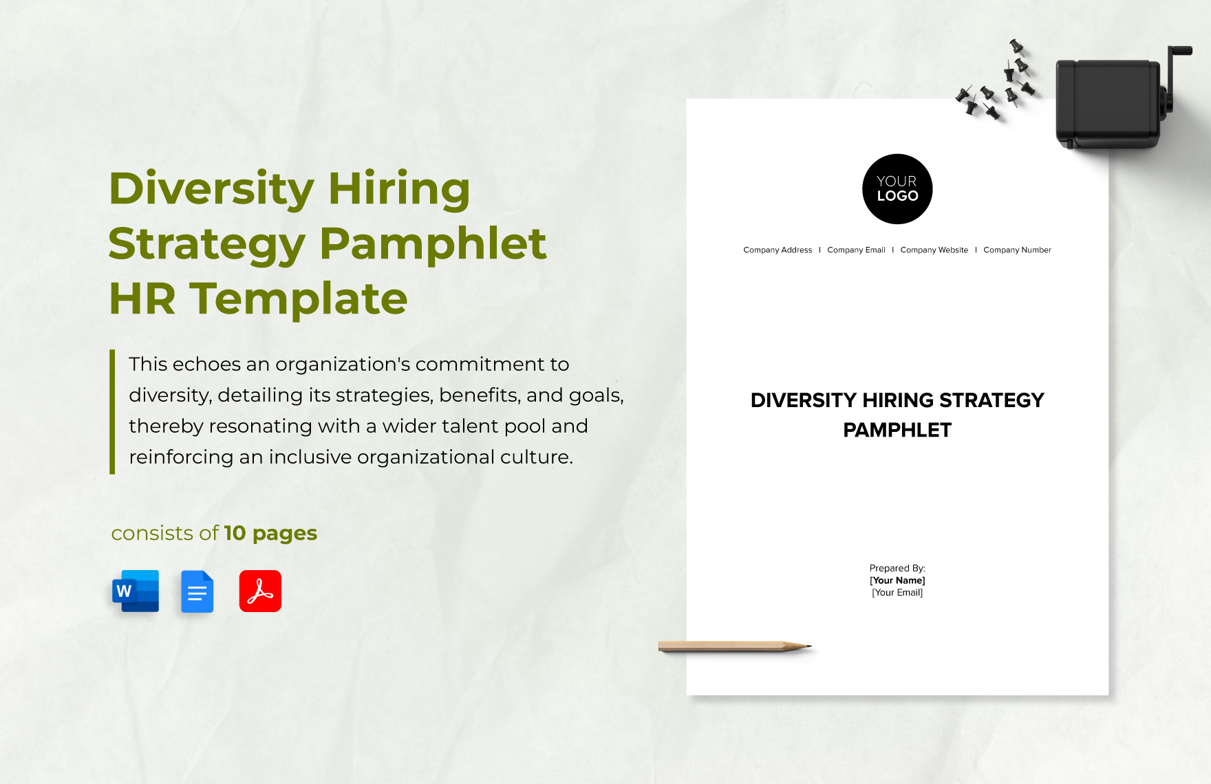 Diversity Hiring Strategy Pamphlet HR Template in Word, Google Docs, PDF