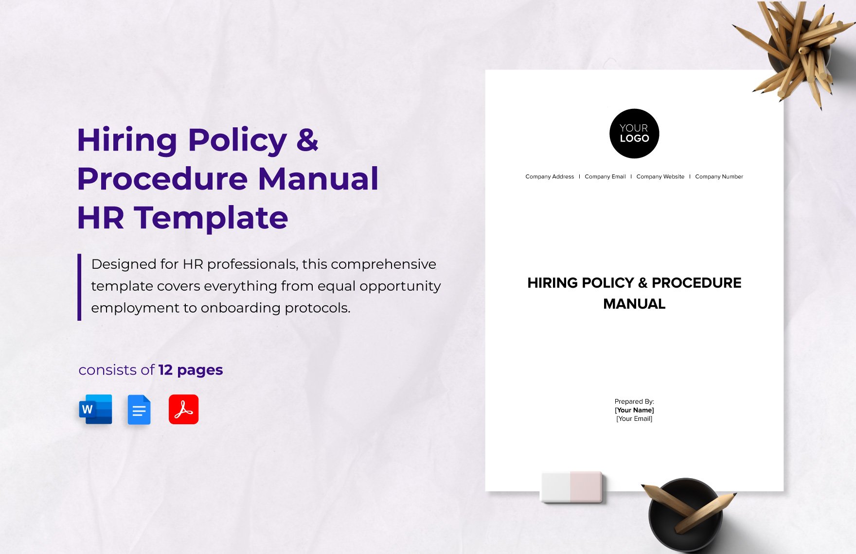 Hiring Policy & Procedure Manual HR Template in Word, Google Docs, PDF
